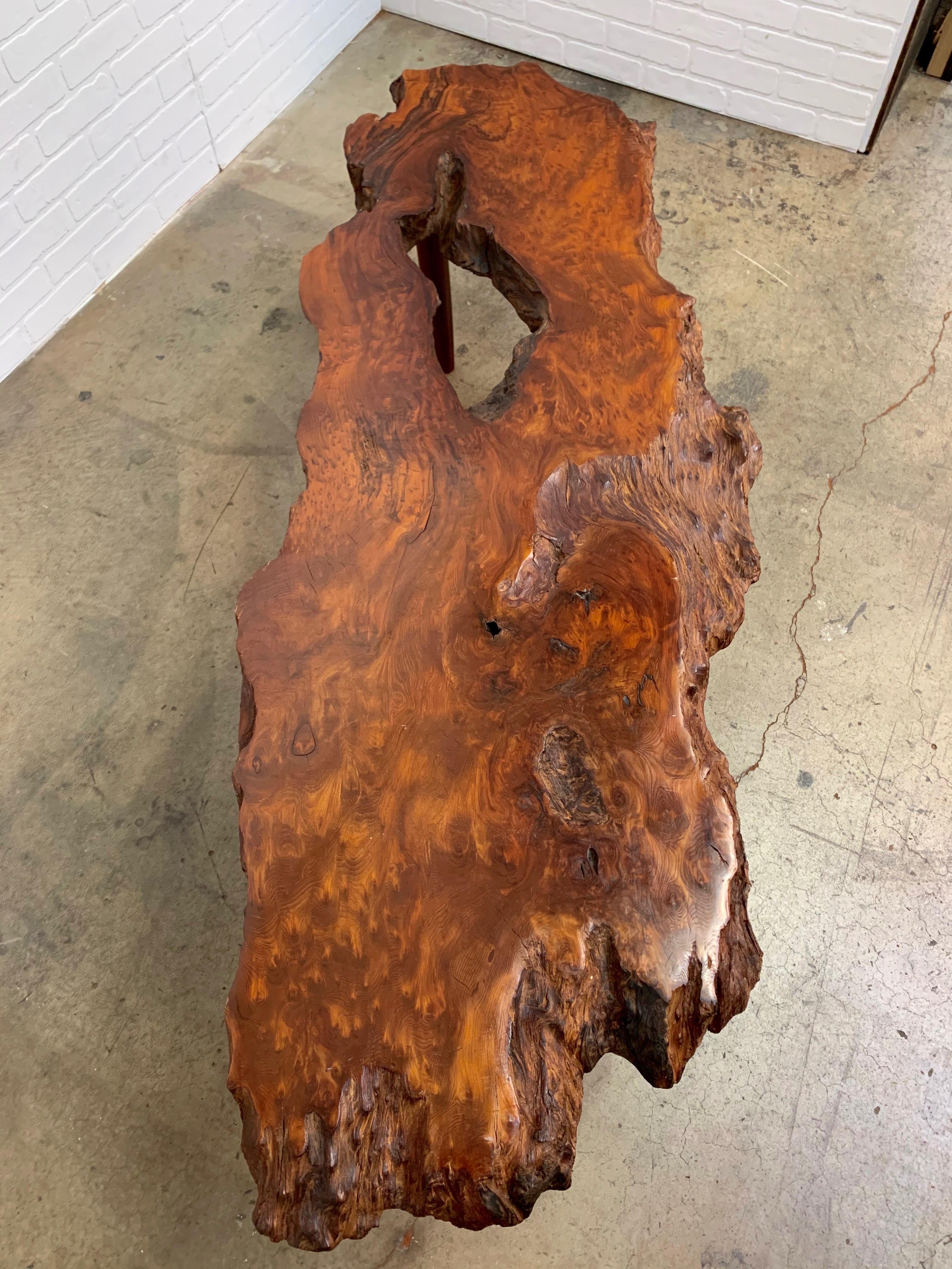 Vintage Burled Live Edge Coffee Table 3