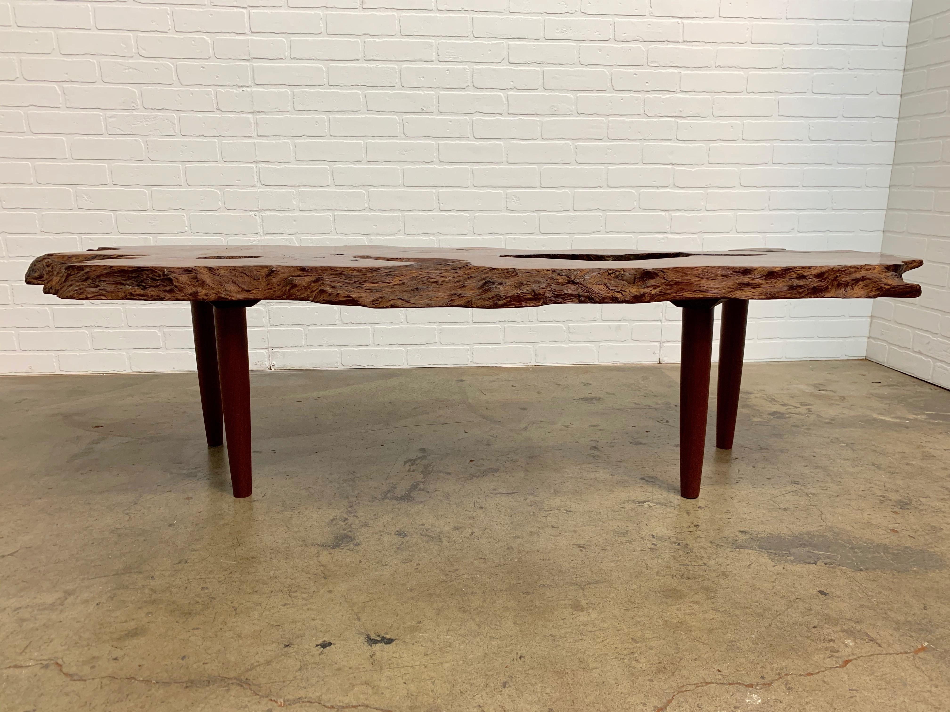 Vintage Burled Live Edge Coffee Table 4