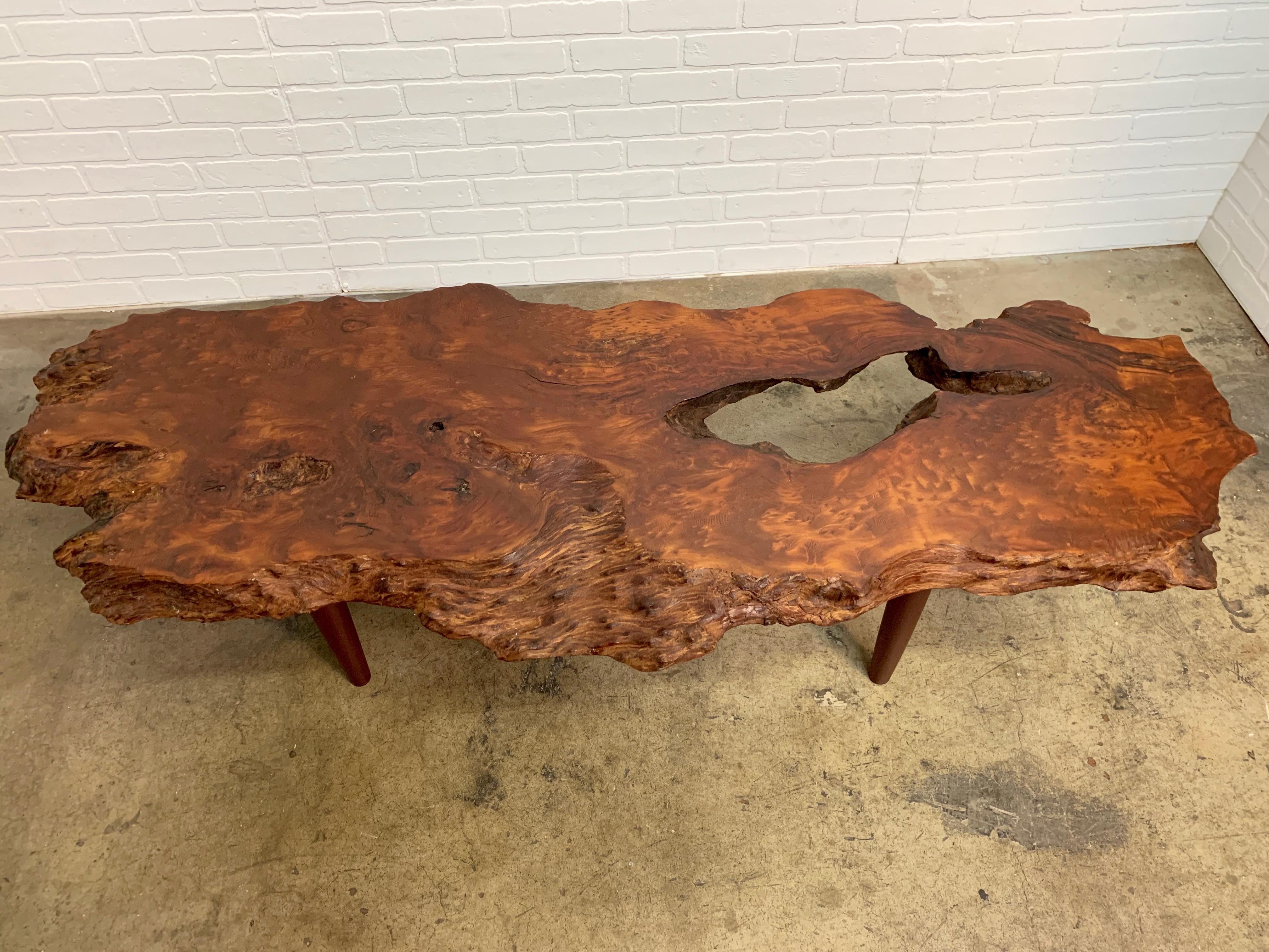Vintage Burled Live Edge Coffee Table 5