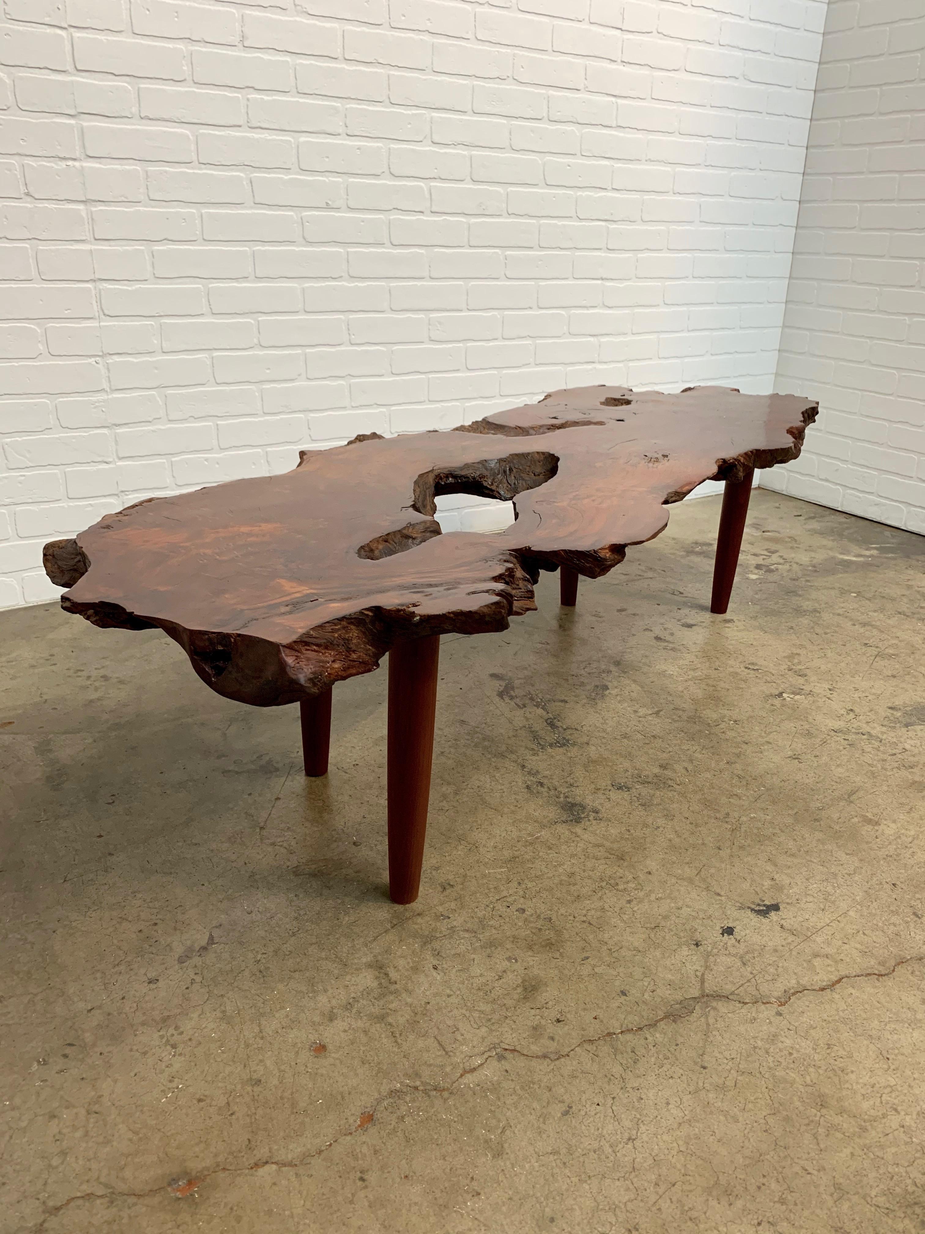 Vintage Burled Live Edge Coffee Table 8