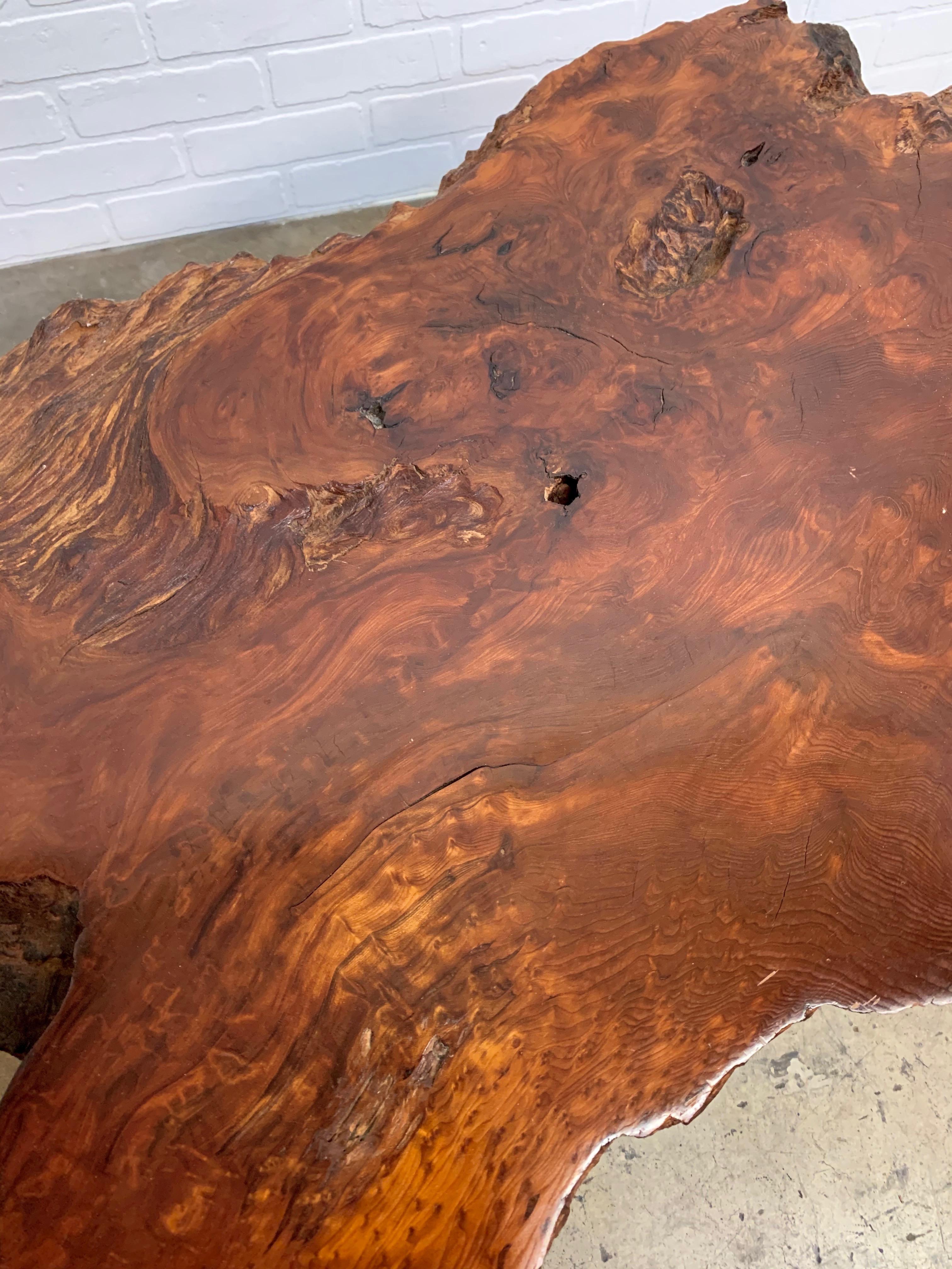 Vintage Burled Live Edge Coffee Table 10
