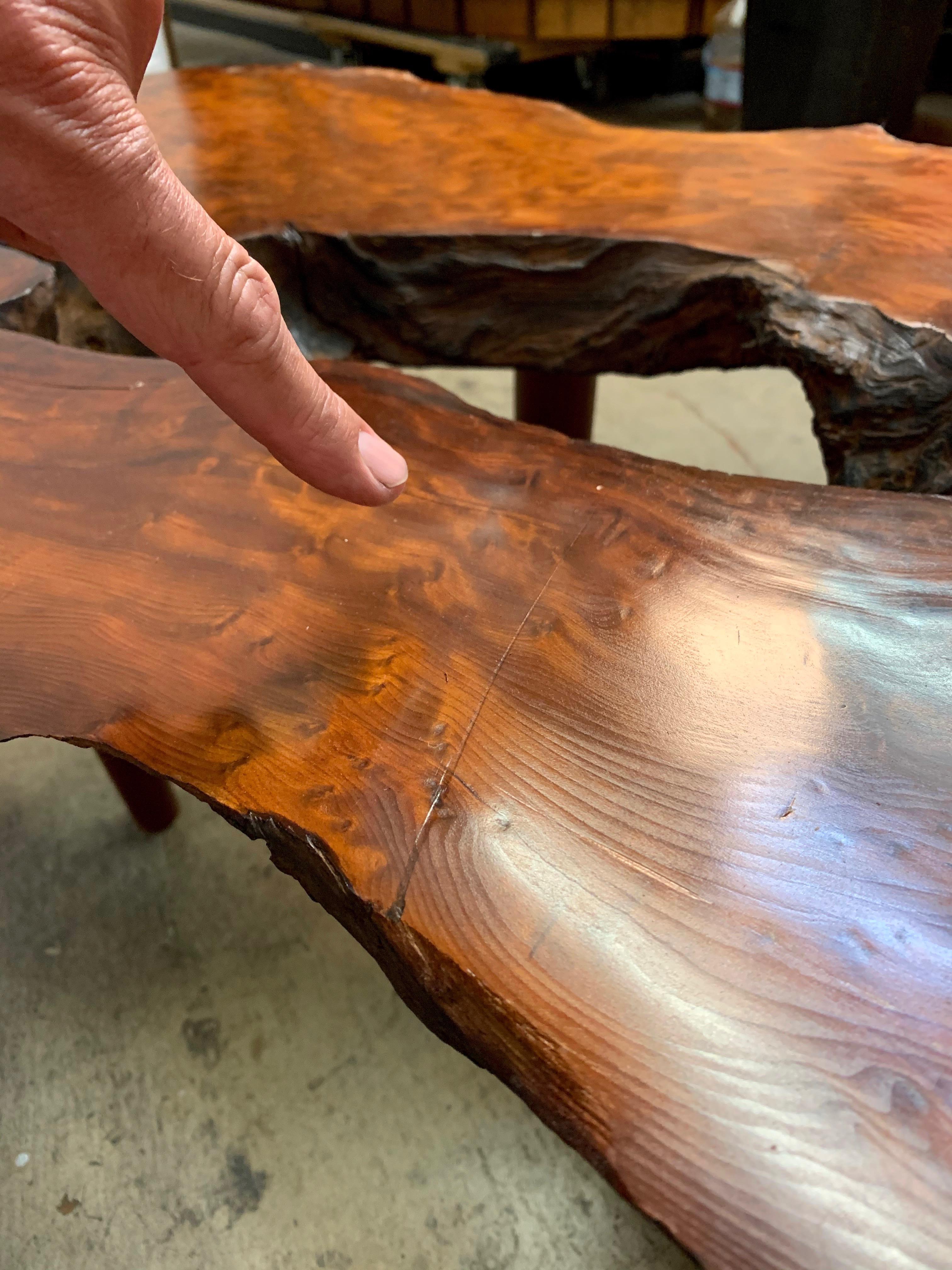 Vintage Burled Live Edge Coffee Table 12