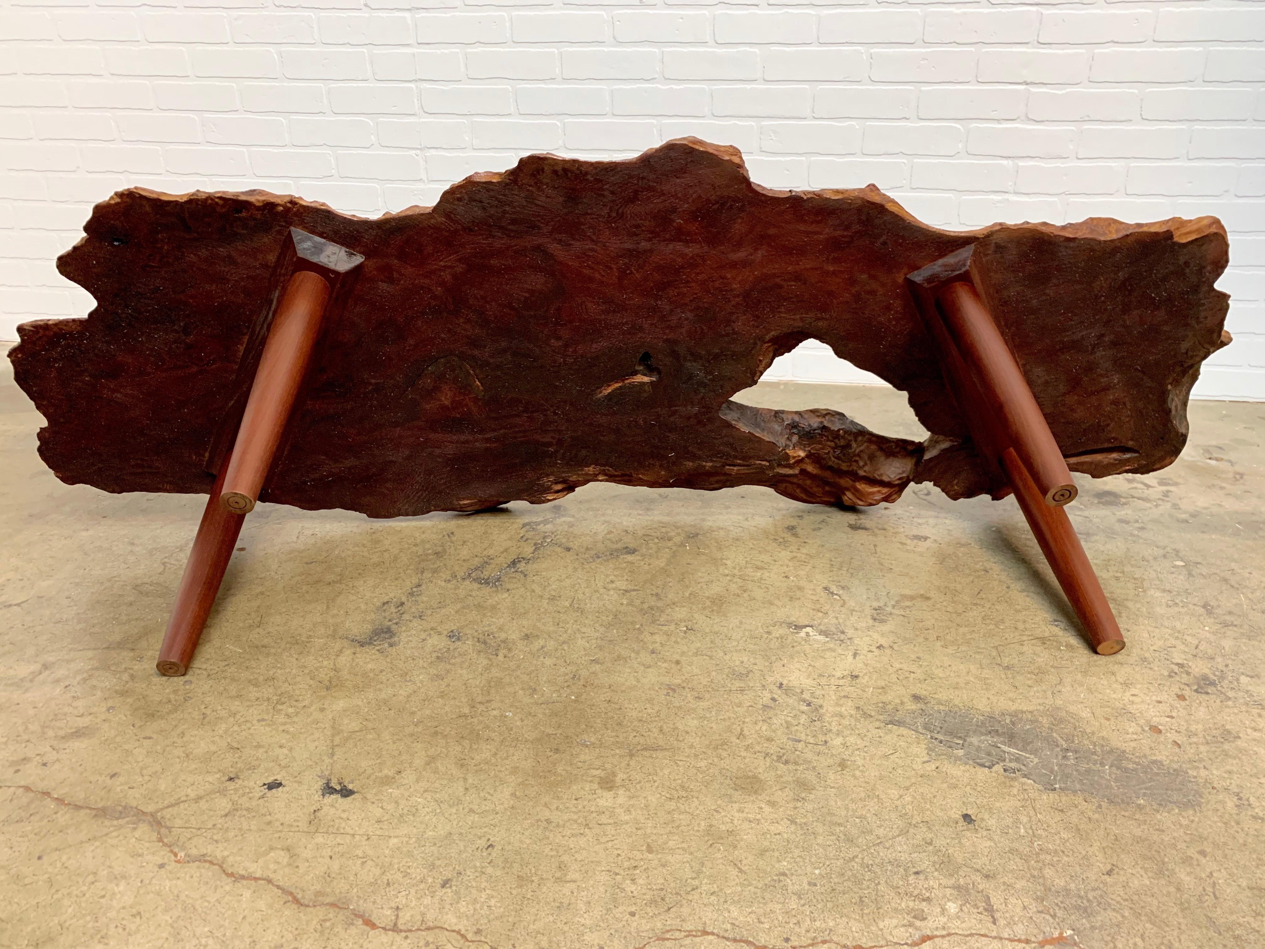 Vintage Burled Live Edge Coffee Table 13