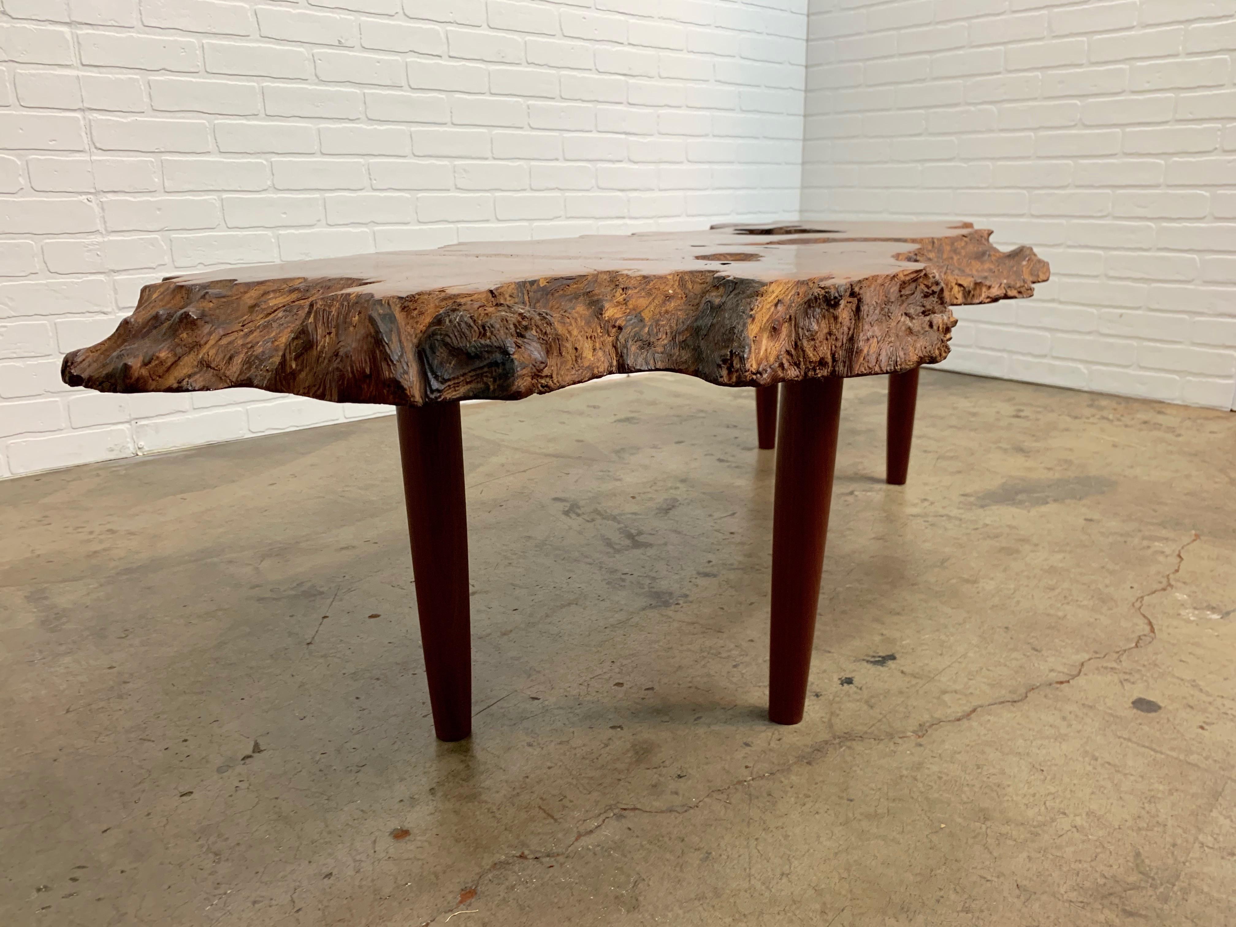 20th Century Vintage Burled Live Edge Coffee Table