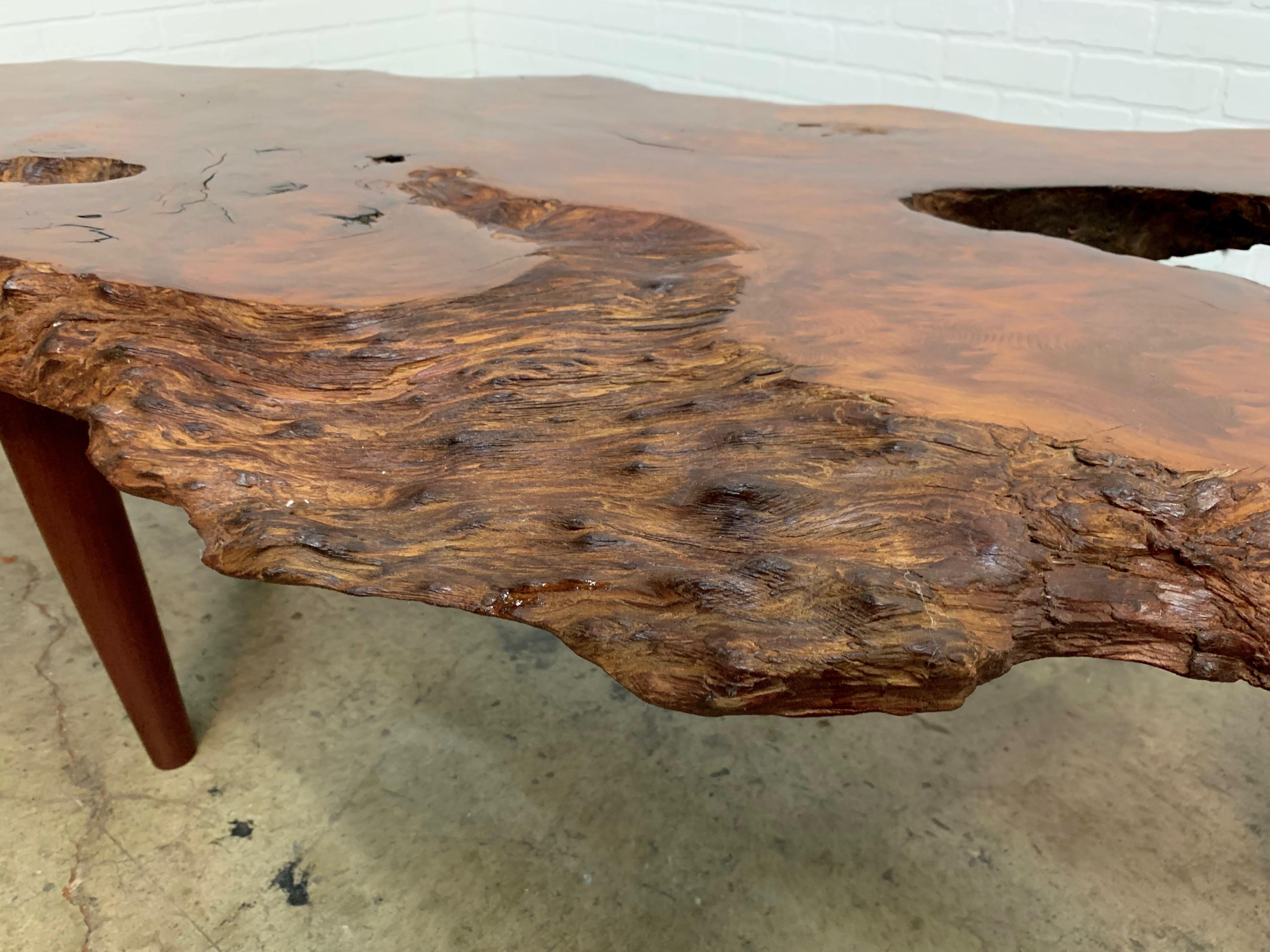 Vintage Burled Live Edge Coffee Table 1