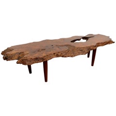 Vintage Burled Live Edge Coffee Table