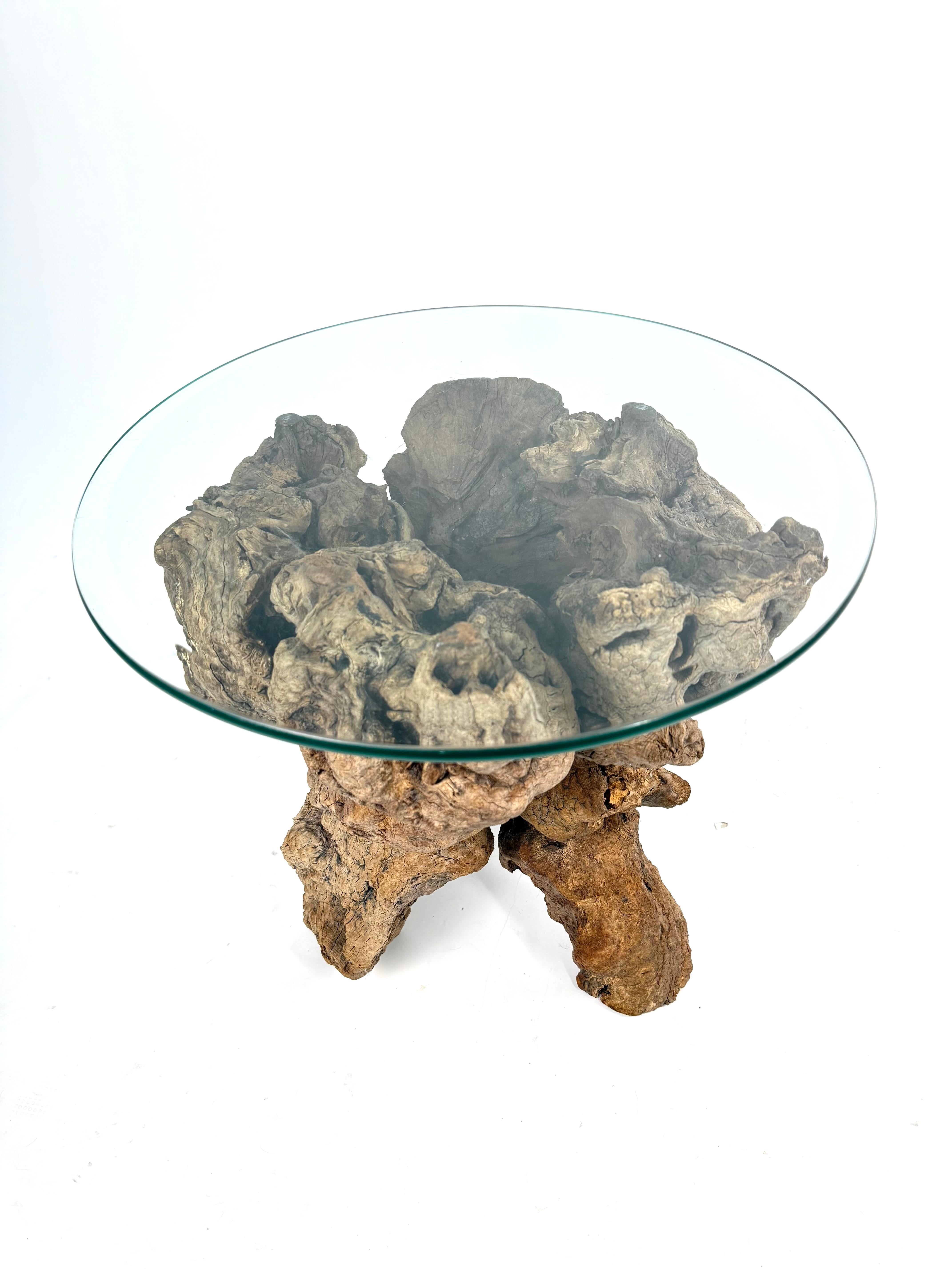 American Vintage Burled Root Side Table For Sale