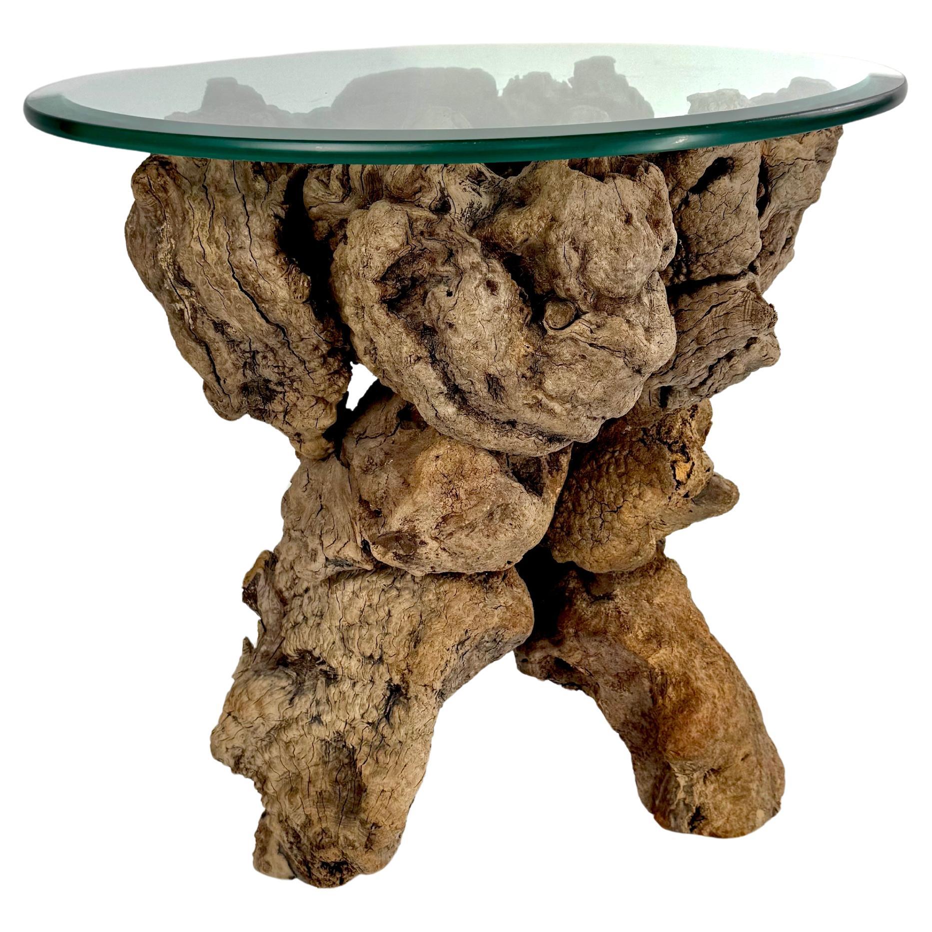 Vintage Burled Root Side Table For Sale