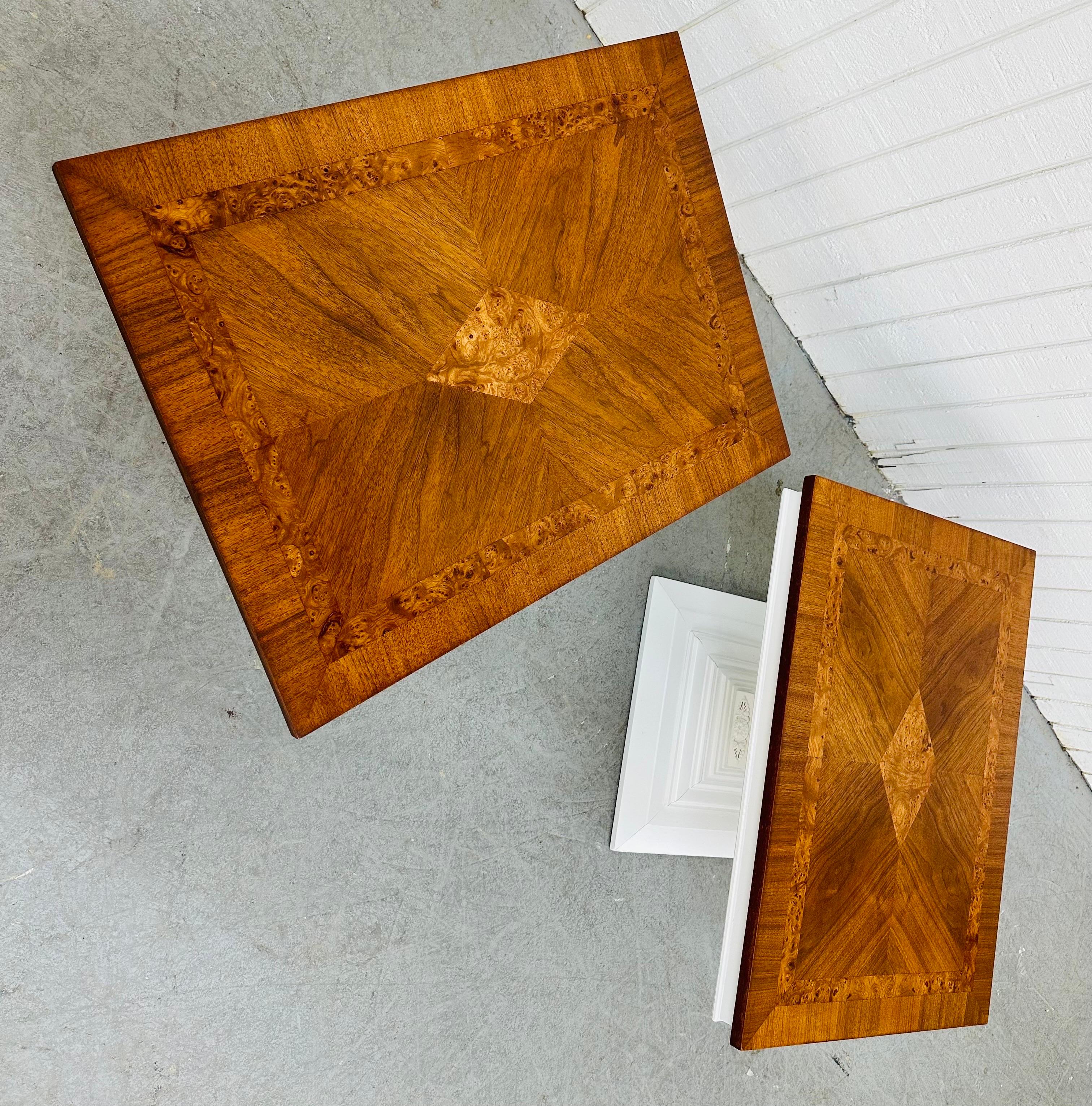 Mid-Century Modern Vintage Burled Walnut Side Tables - Set of 2 For Sale