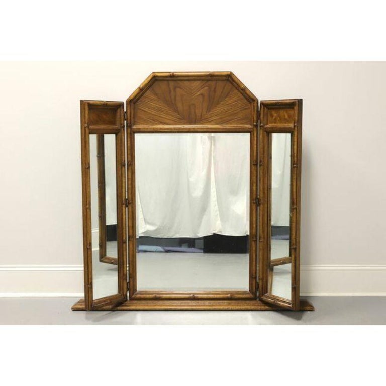 BURLINGTON HOUSE Asian Faux Bamboo TriFold Dresser Mirror For Sale at