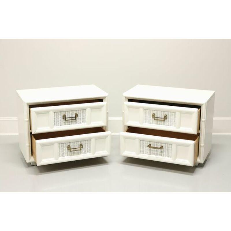 Chinoiserie BURLINGTON HOUSE Asian Painted Faux Bamboo Wicker Nightstands - Pair