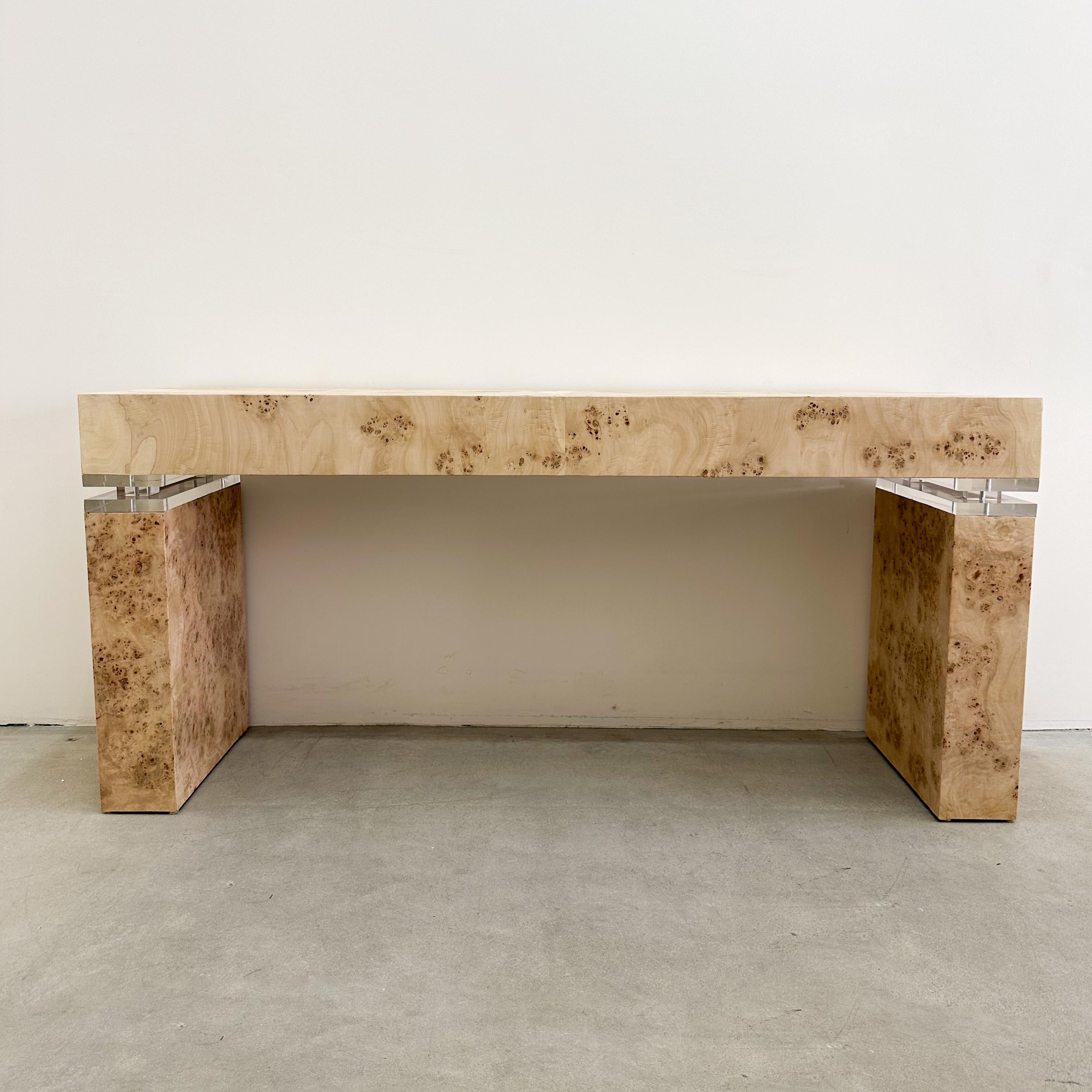 burl wood console