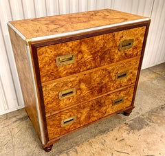 Vintage Burlwood Campaign Chest by Baker, Circa 1970