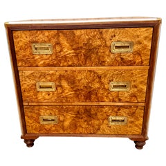 Vintage Burlwood Campaign Chest by Baker, Circa 1970