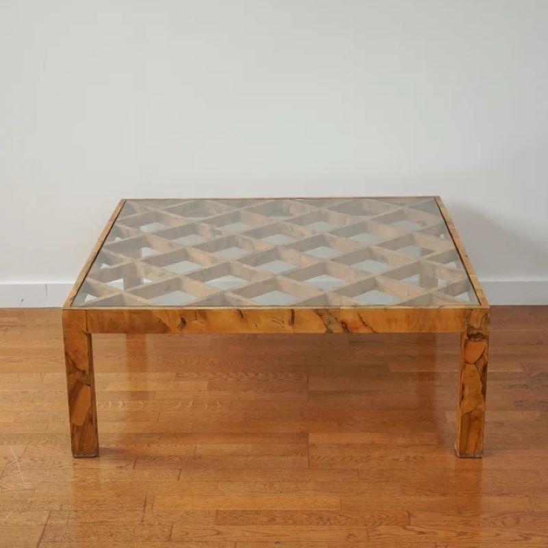 Unknown Vintage Burlwood Coffee Table For Sale