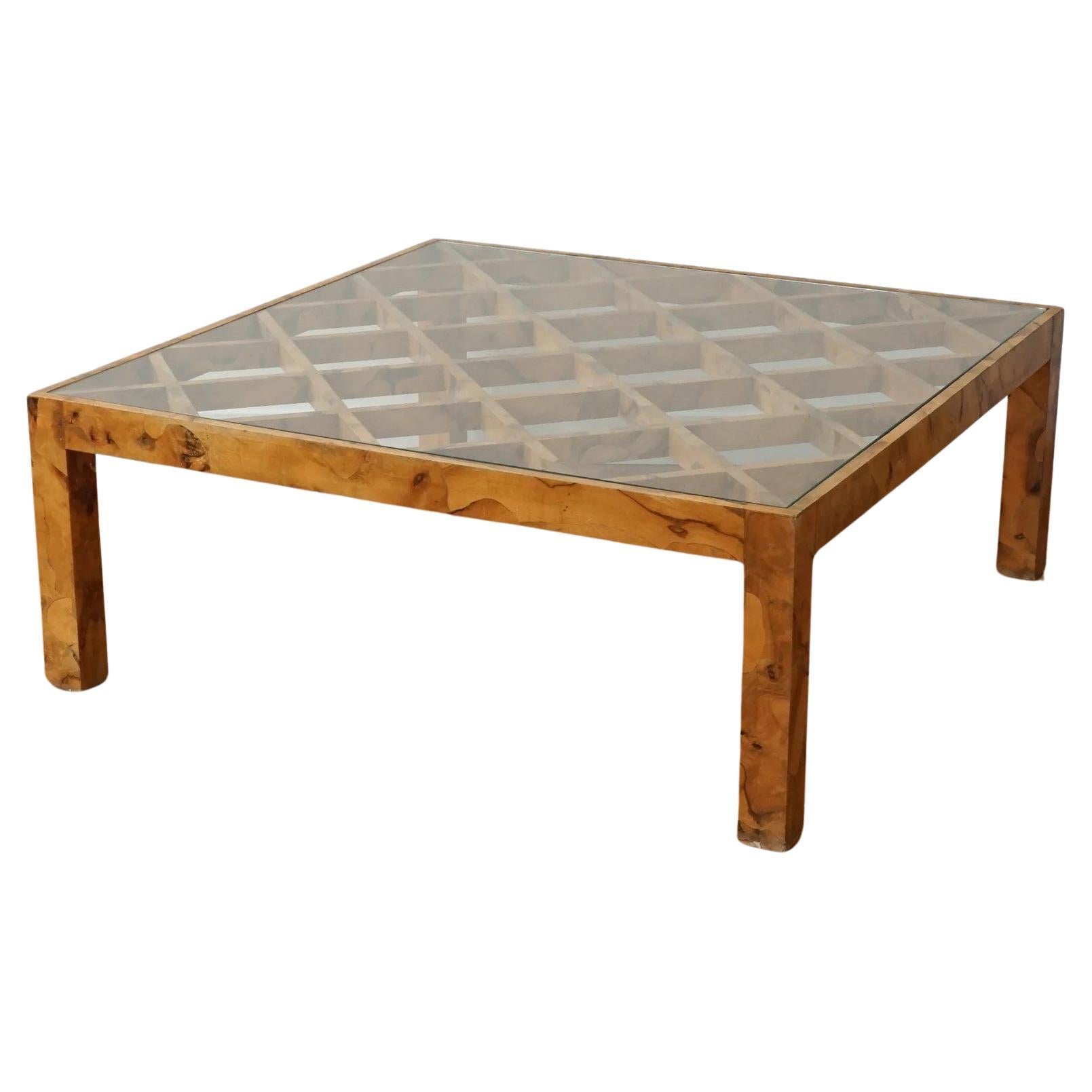 Vintage Burlwood Coffee Table For Sale