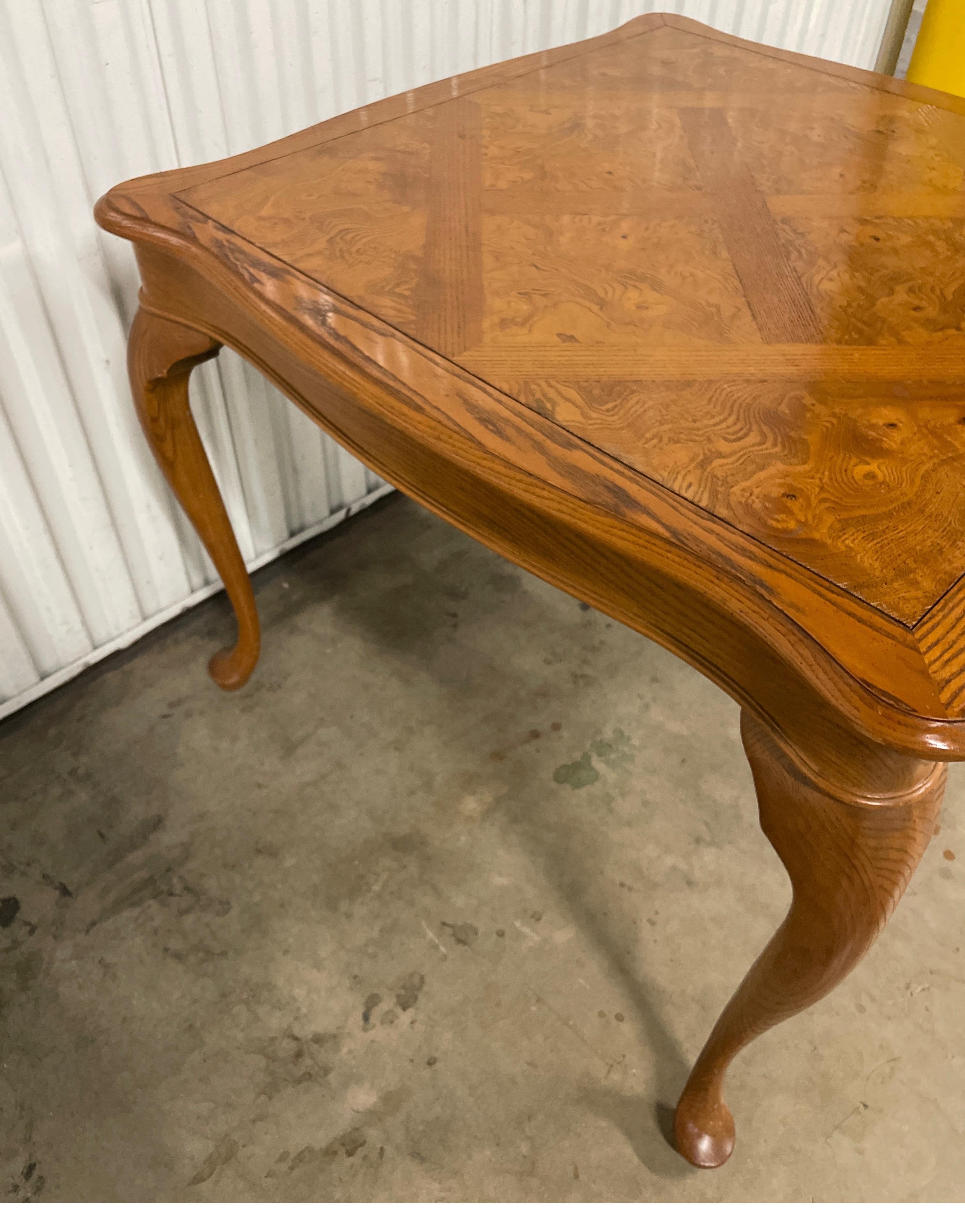 Vintage Burlwood Game Table by Hekman In Good Condition For Sale In West Palm Beach, FL