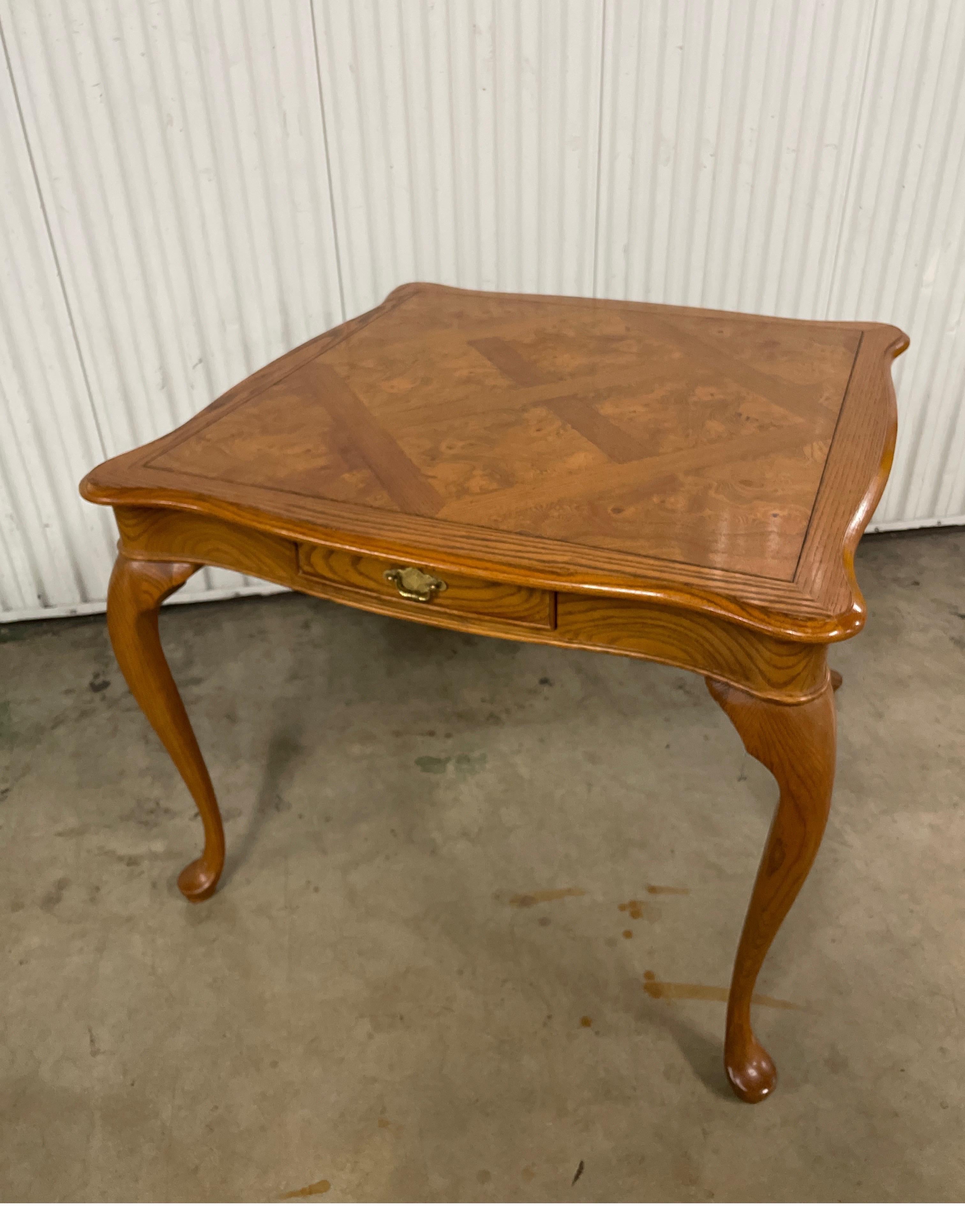 20th Century Vintage Burlwood Game Table by Hekman For Sale