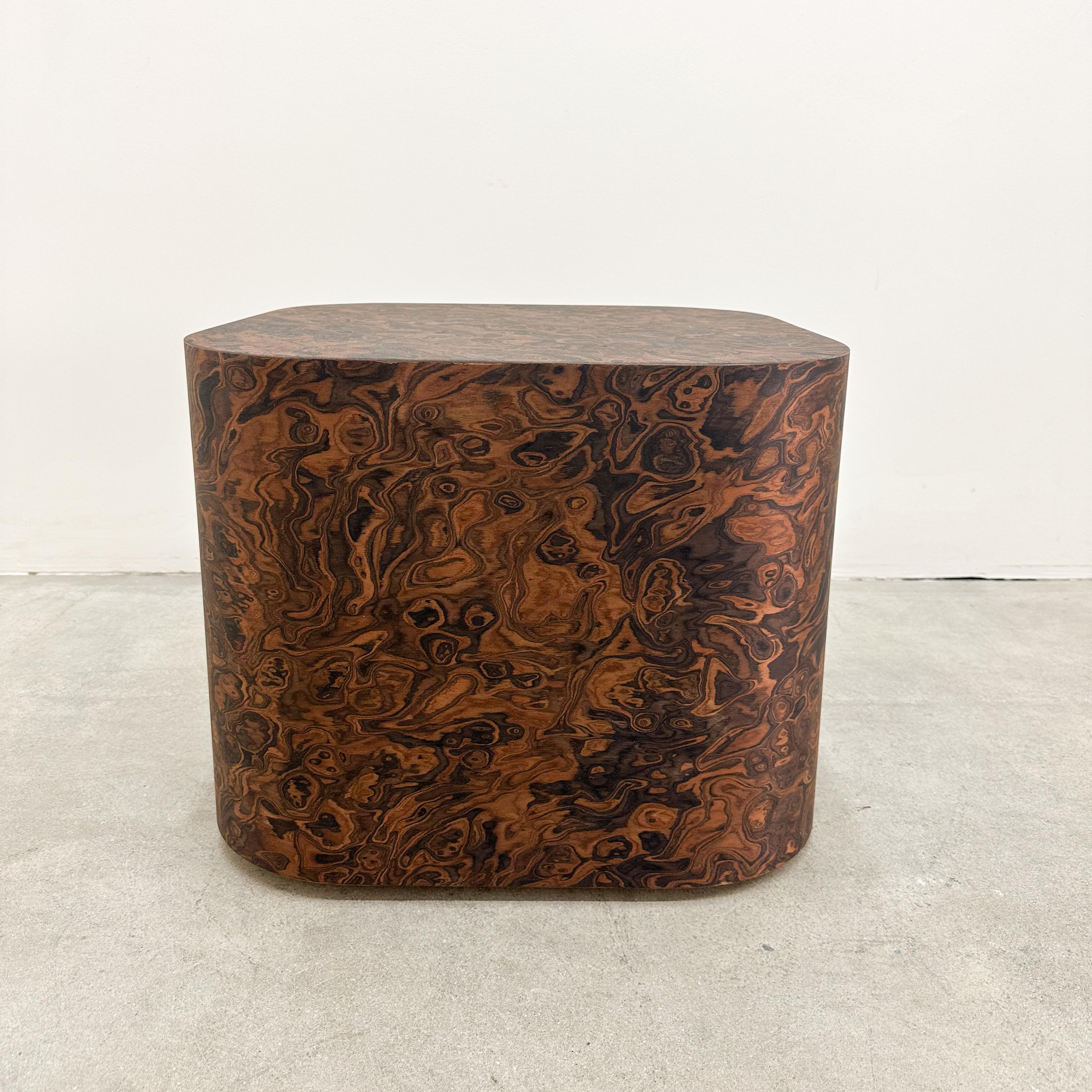 Mid-Century Modern Vintage Burlwood Round Edge Cocktail Table Side Table Drink Table Postmodern MCM