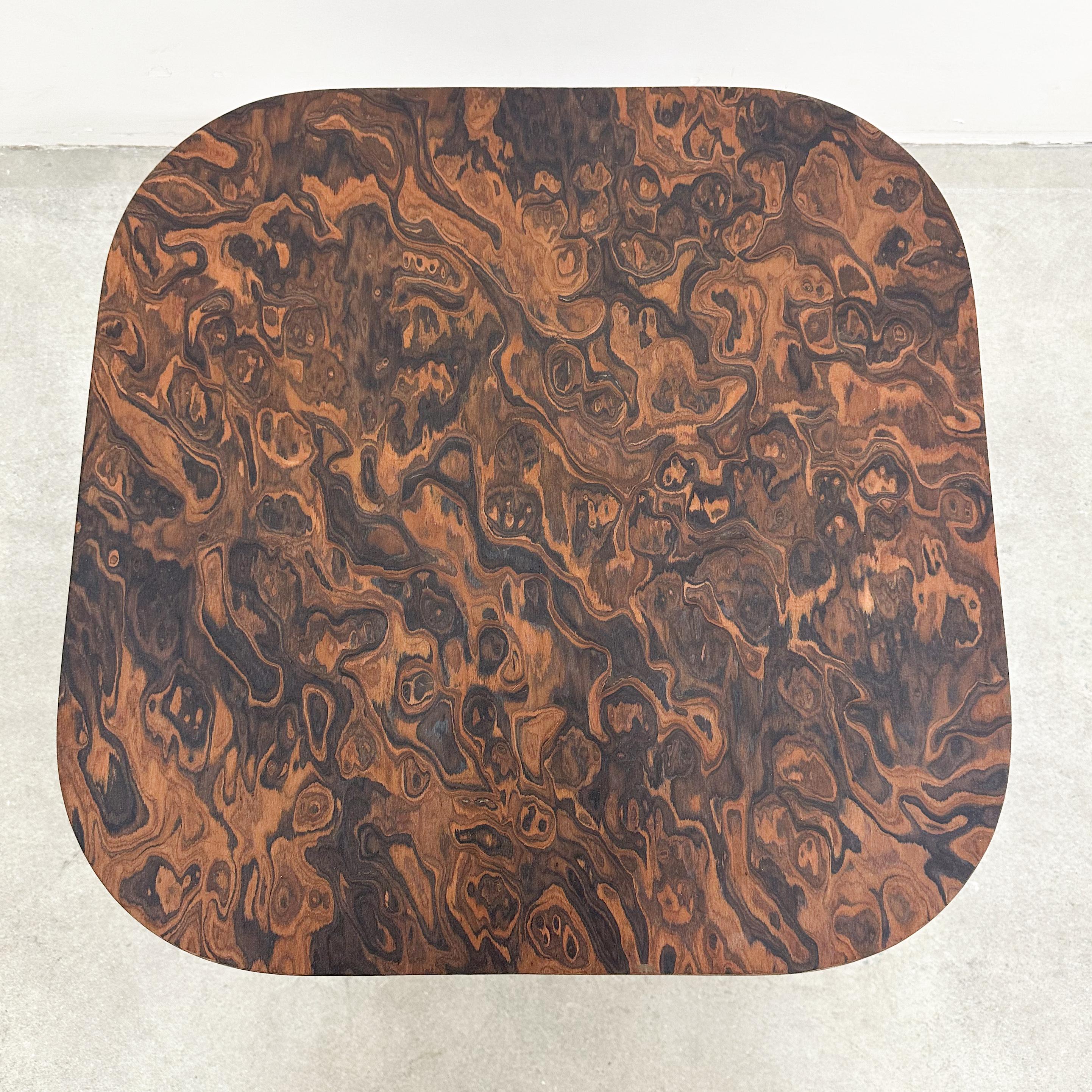 Late 20th Century Vintage Burlwood Round Edge Cocktail Table Side Table Drink Table Postmodern MCM