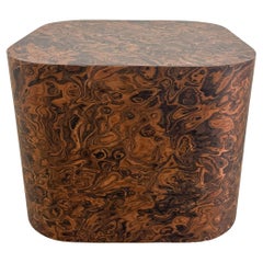Vintage Burlwood Round Edge Cocktail Table Side Table Drink Table Postmodern MCM