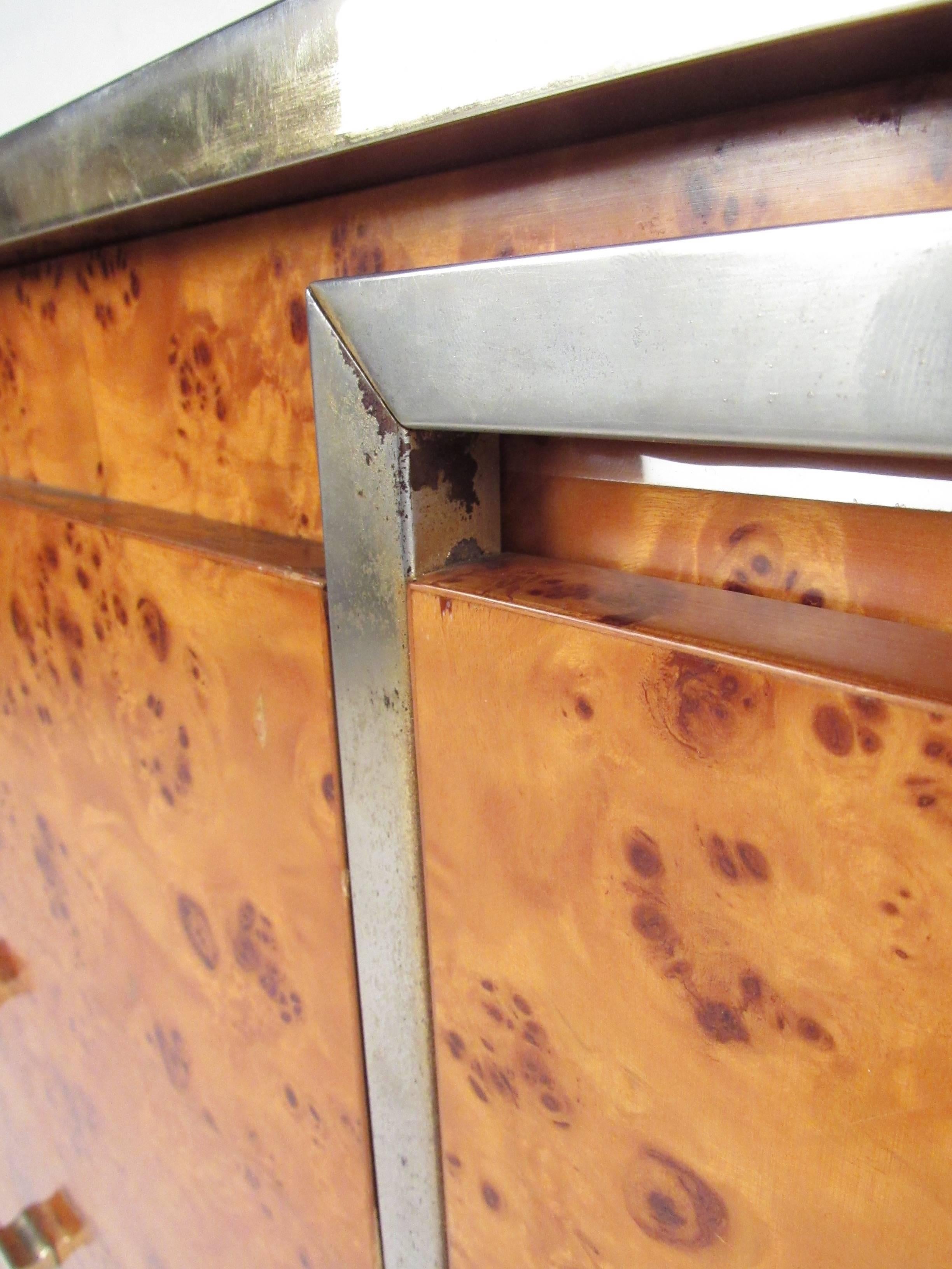 Mid-Century Modern Vintage Burl Wood Sideboard after Romeo Rega For Sale