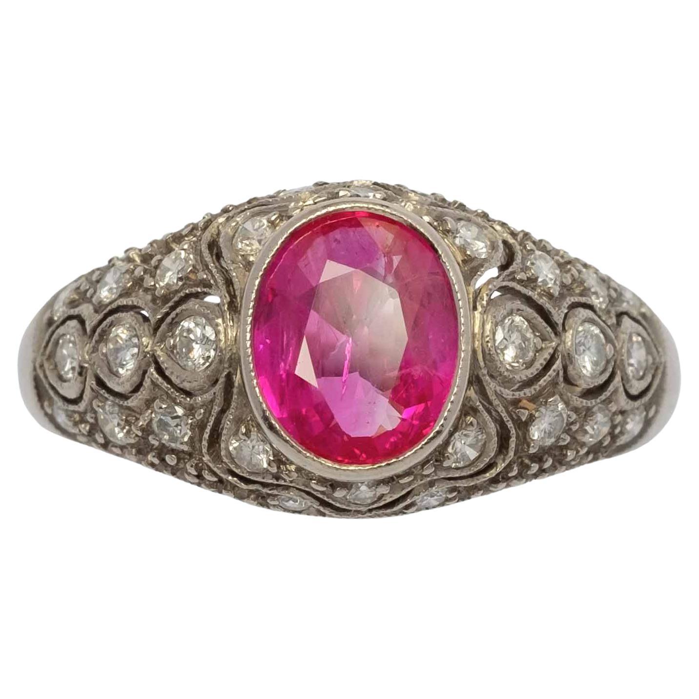 Vintage Burma ruby and diamond ring GIA Certificate