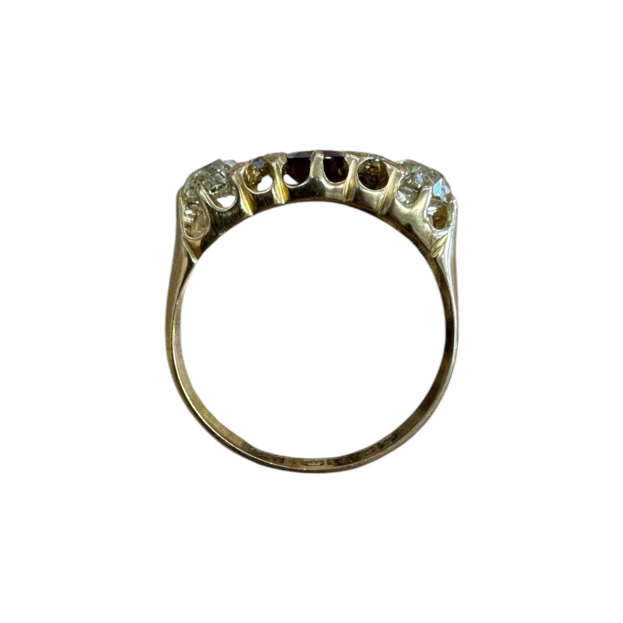 Anillo vintage de rubí de Birmania y diamantes Oro amarillo de 18 quilates Loto GIA en venta 3