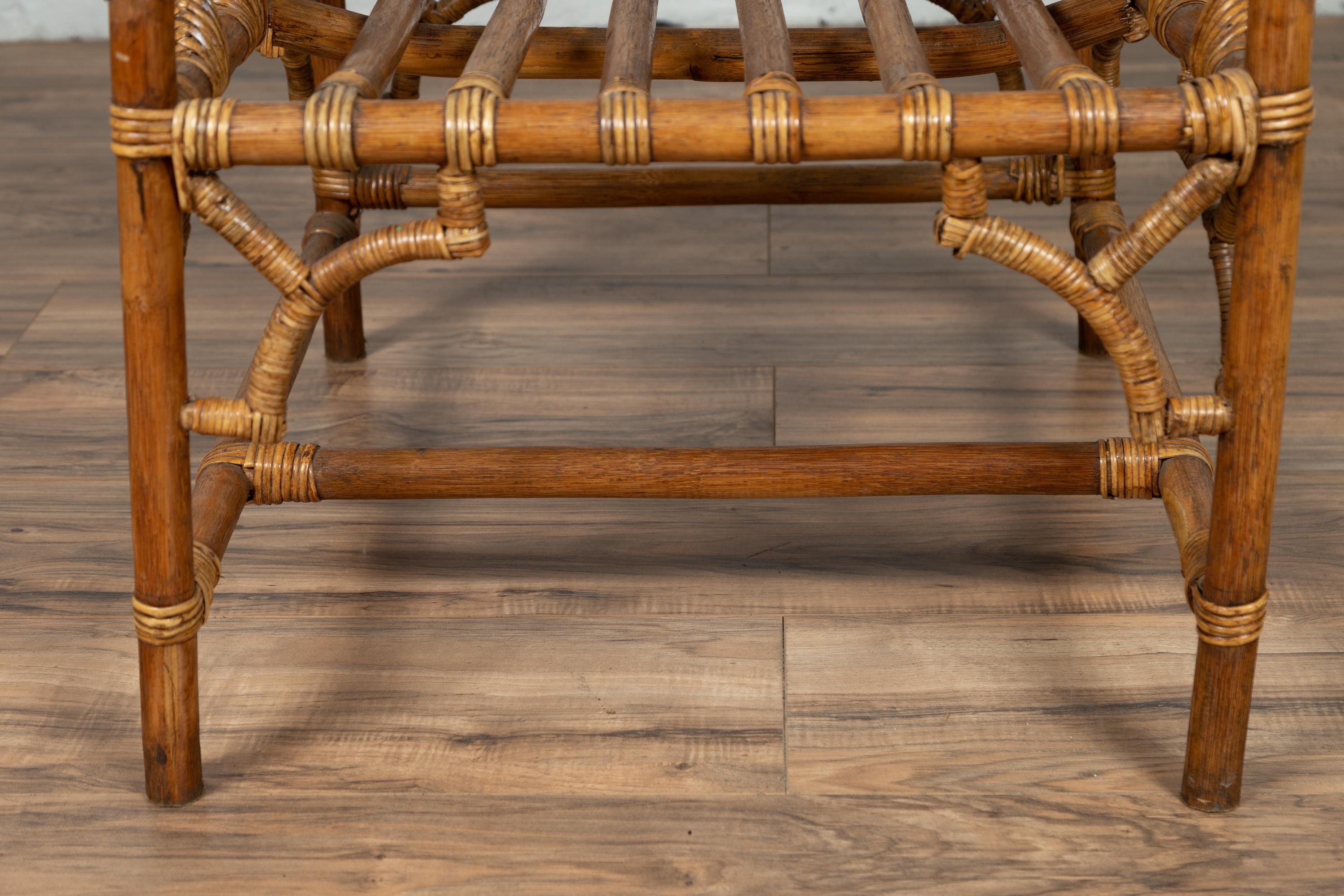 Vintage Burmese Bamboo and Rattan Armchair with Chinese Chippendale Patterns 3