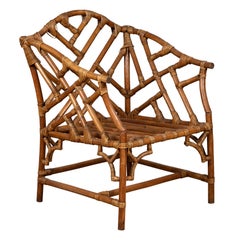 Vintage Bamboo and Rattan Armchair mit chinesischen Chippendale-Mustern