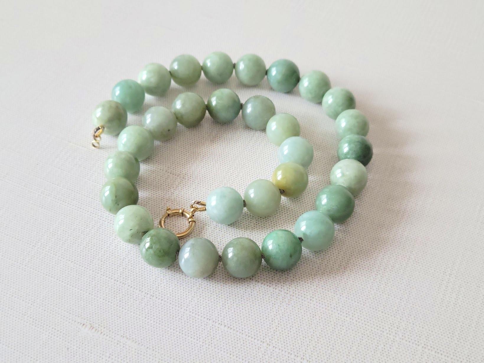 Bead Vintage Burmese Jade Necklace For Sale
