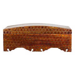 Vintage Burmese Japanese Style Negora Lacquer Stationery Box with Carved Base