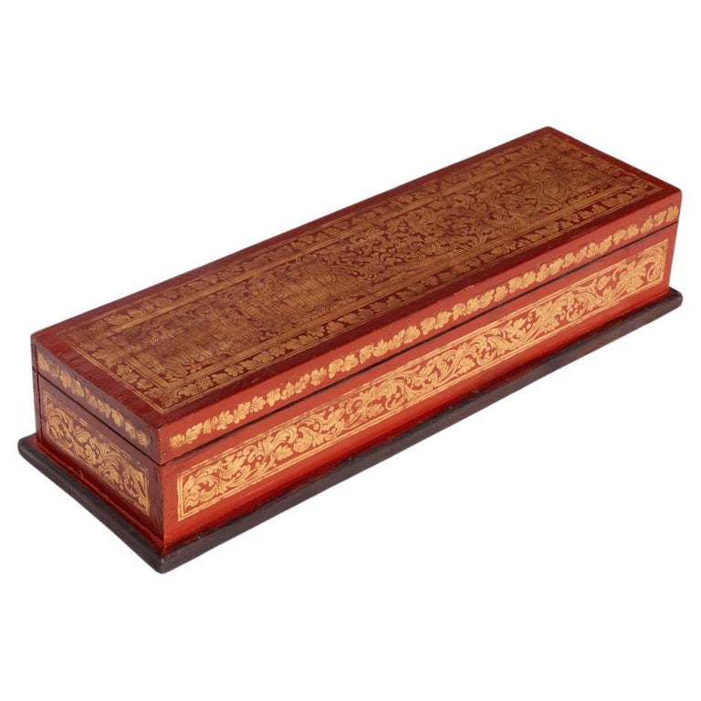 Gilt Wooden Burmese Manuscript Box - Mid 20th Century Gilt Wooden Burmese Manuscript Box - Mid 20th Century