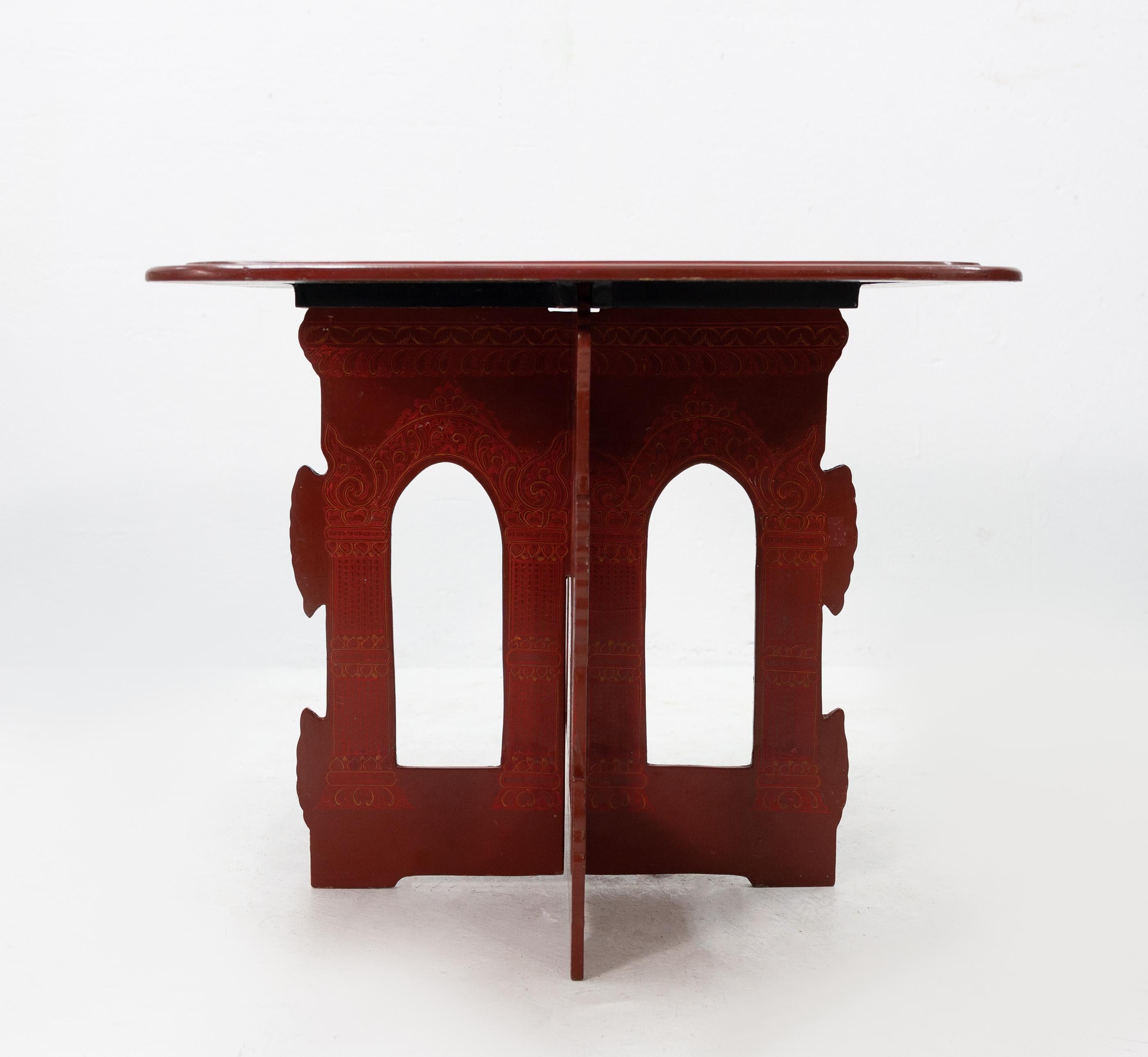Tibetan Vintage Burmese Lacquered Side Table