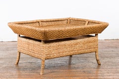Vintage Rattan and Bamboo Coffee Table with Removable Tray Top