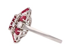 Vintage Burmese Ruby and Diamond Cluster Ring, circa 1970