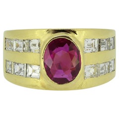 Vintage Burmese Ruby and Diamond Ring
