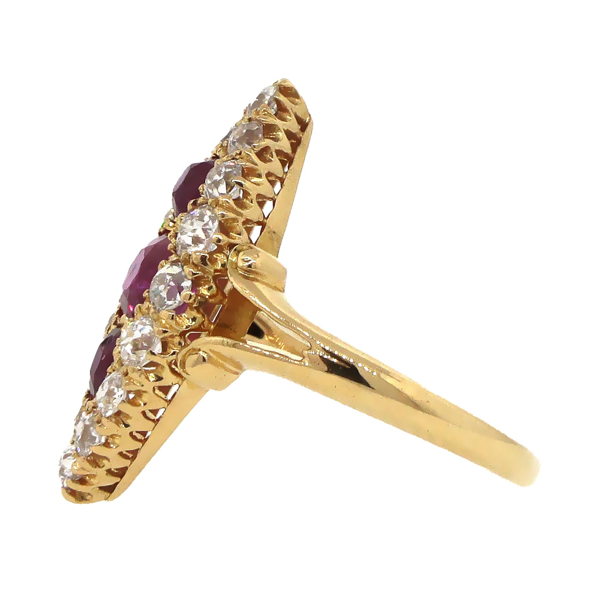 Women's Vintage Burmese Ruby & Diamond Ring For Sale