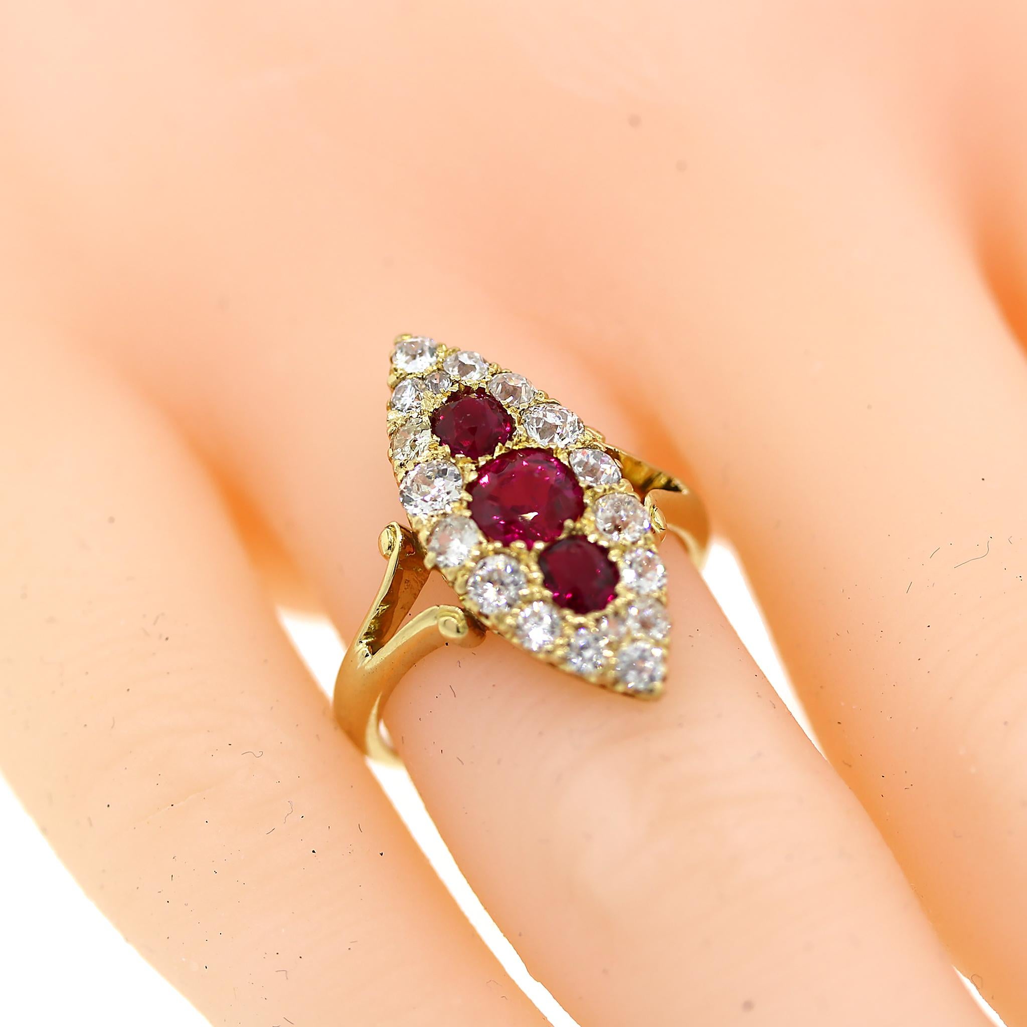 Vintage Burmese Ruby & Diamond Ring For Sale 1
