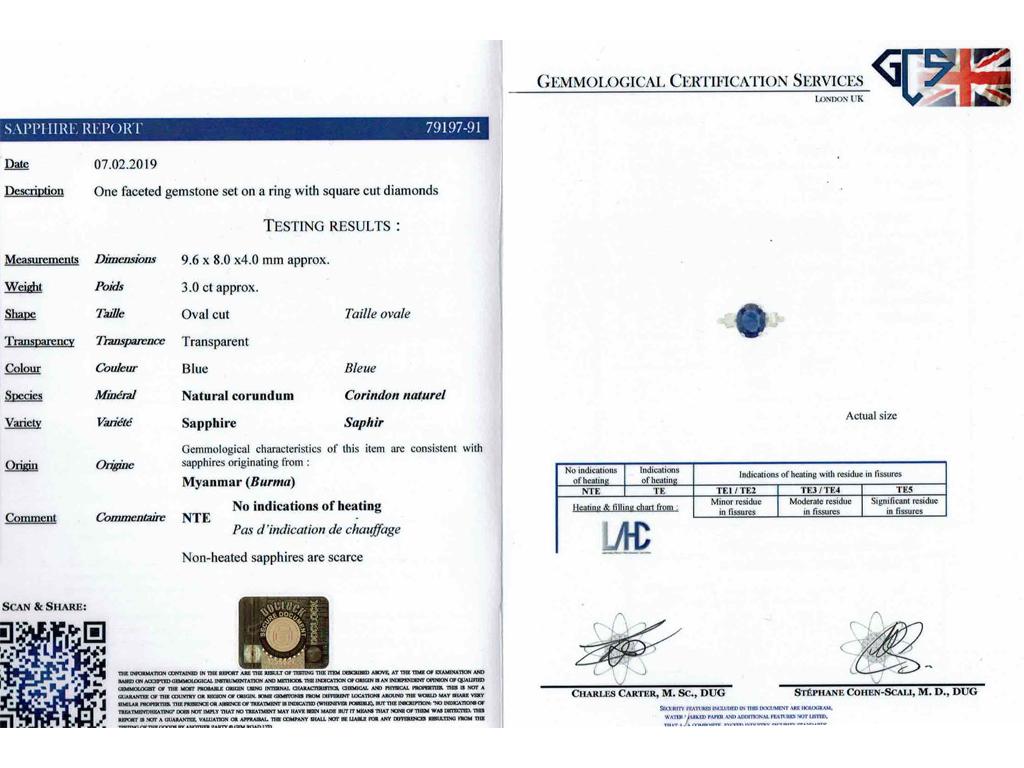 Anello di fidanzamento vintage con zaffiro e diamante birmano, 1950 circa In condizioni buone in vendita a London, GB