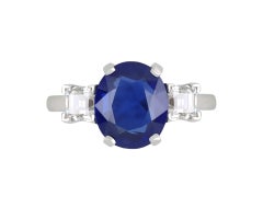 Vintage Burmese Sapphire and Diamond Engagement Ring, circa 1950