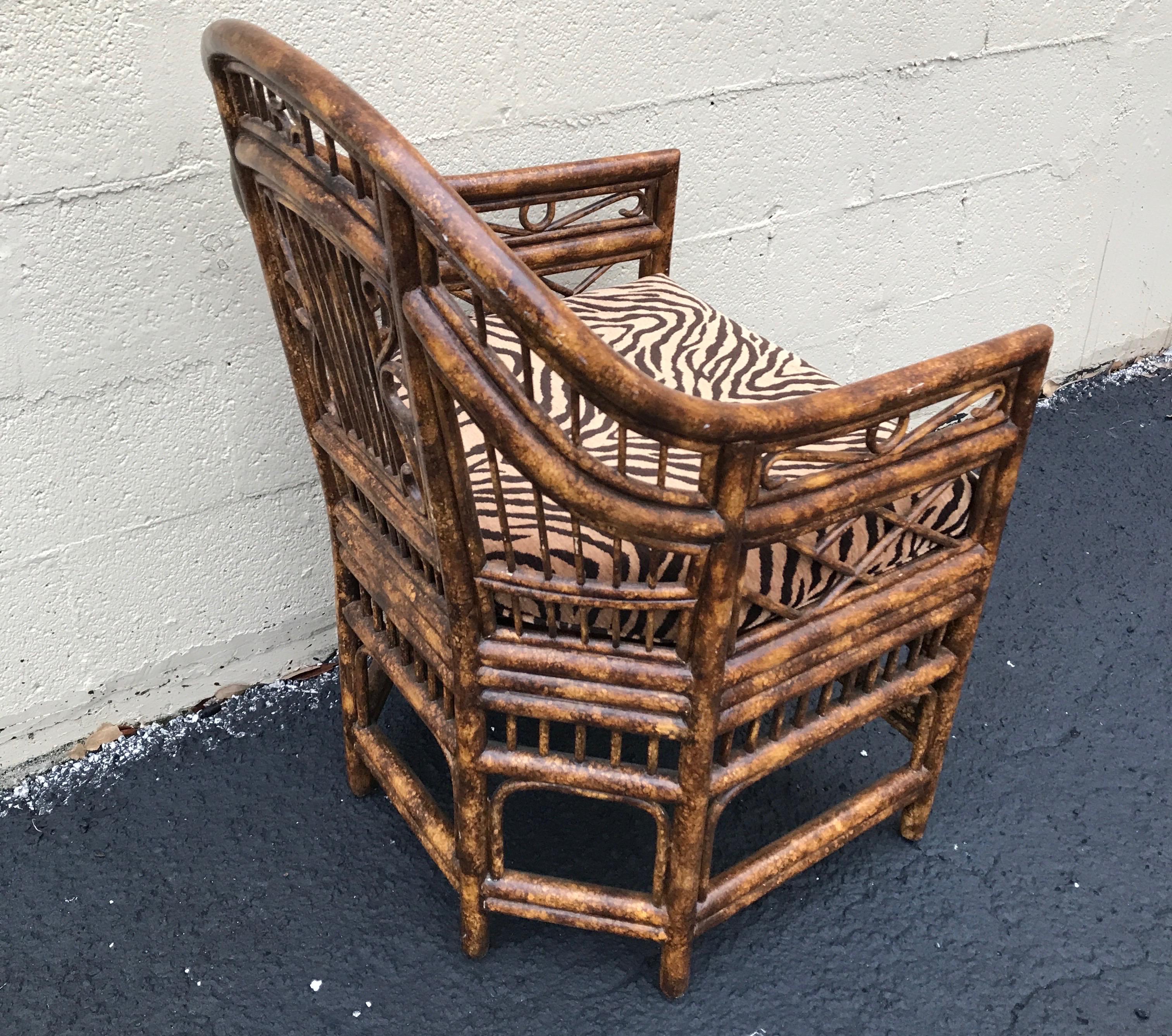 20ième siècle Vieille chaise Brighton en bambou brûlé en vente