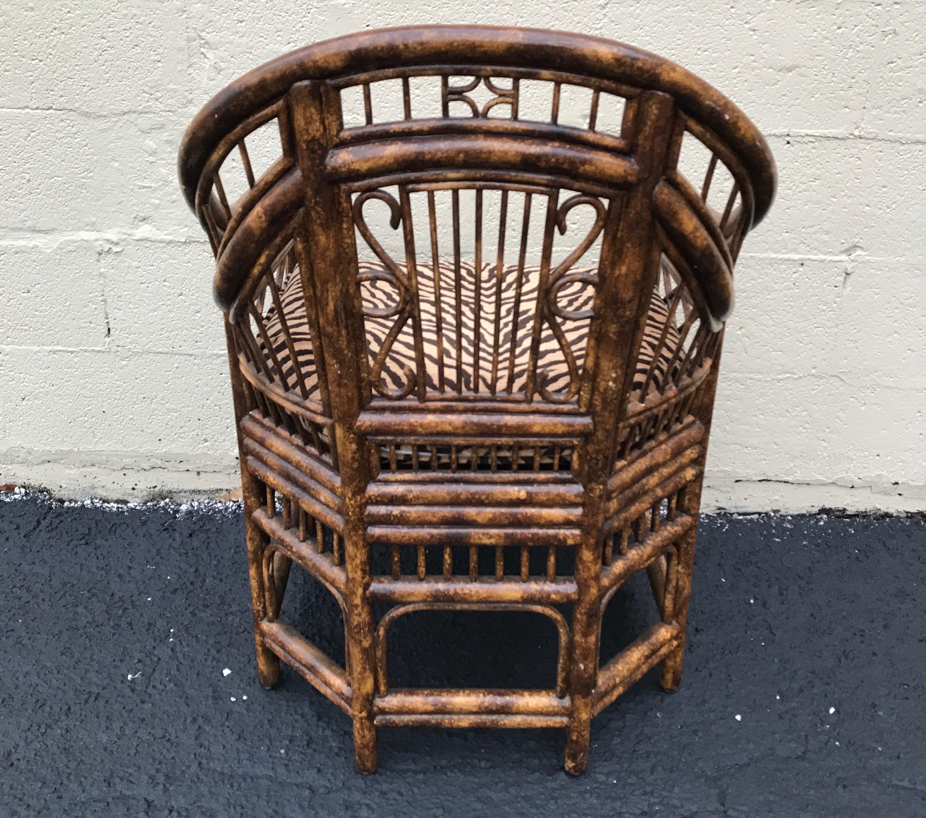 Philippine Vintage Burnt Bamboo Brighton Chair For Sale
