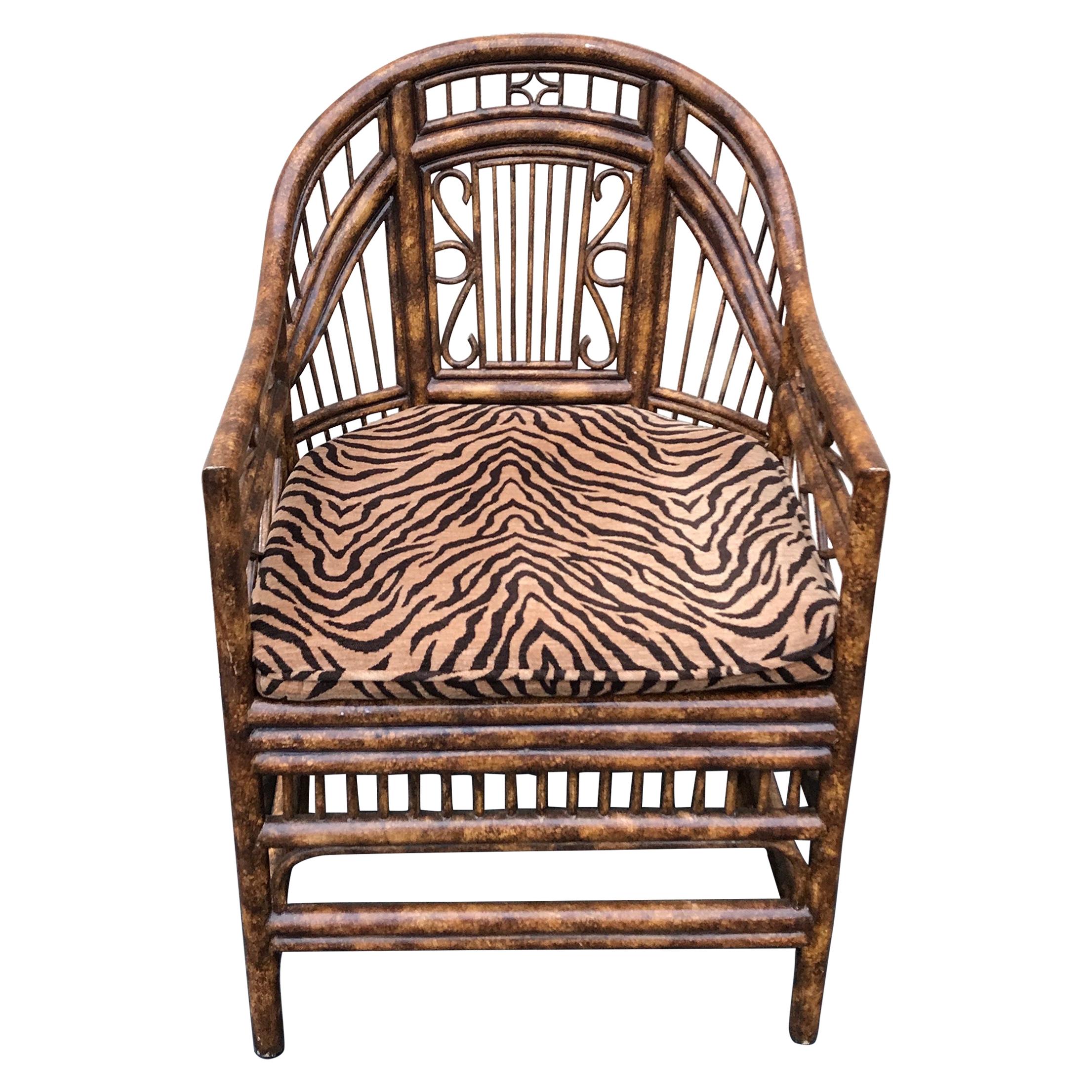 Vintage Burnt Bamboo Brighton Chair For Sale