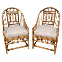 Vintage Burnt Bamboo Brighton Pavillion Armchairs by Brown Jordan, Circa 1980s