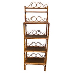 Vintage Burnt Bamboo Four Tier Etagere