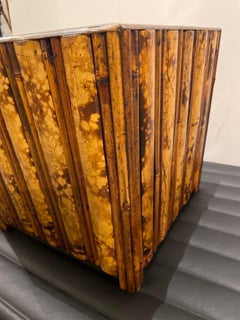 Vintage Burnt Bamboo Planter Box, British Colonial Style, 1970s
