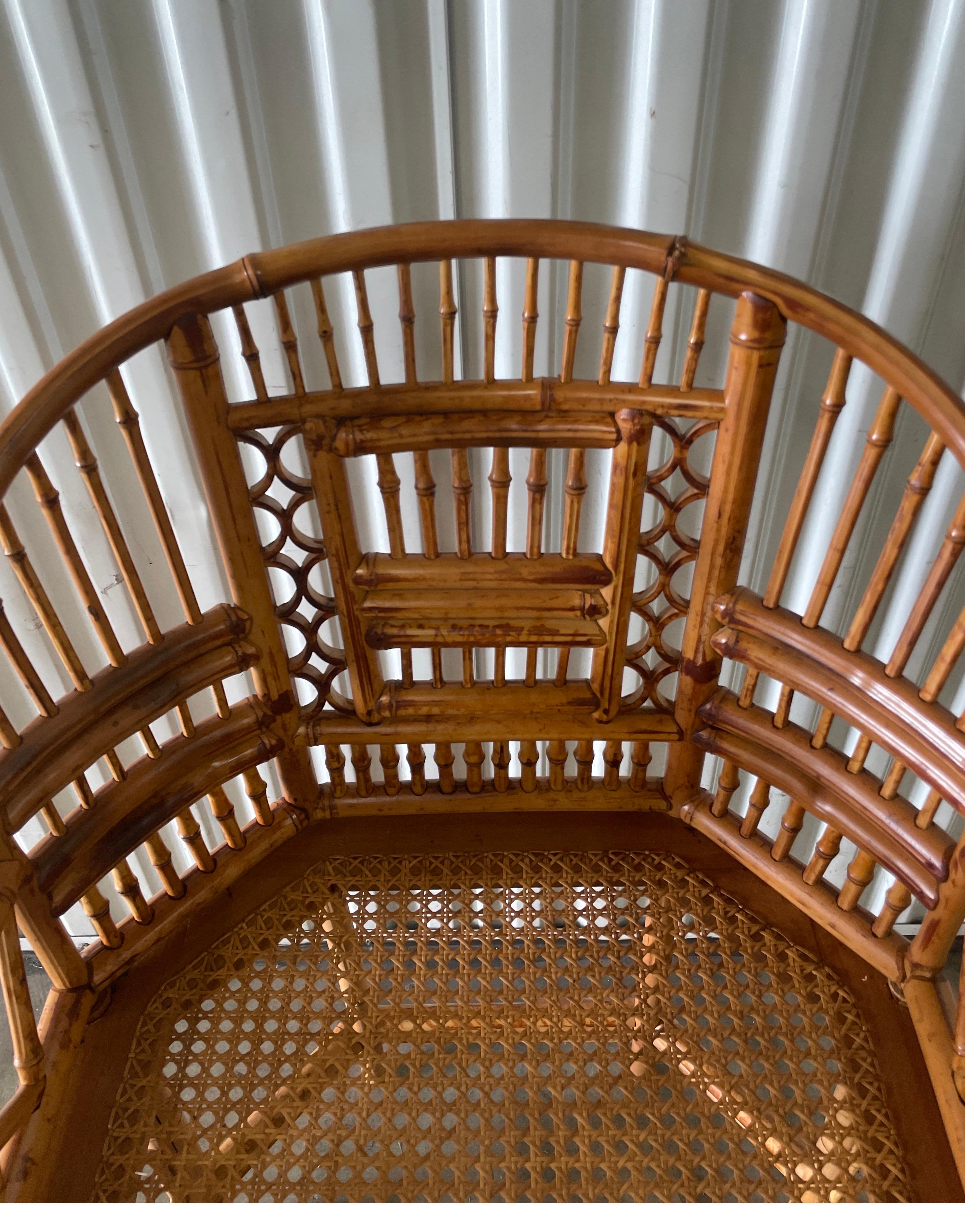 Chinoiserie Vintage Burnt Bamboo & Rattan Brighton Chair