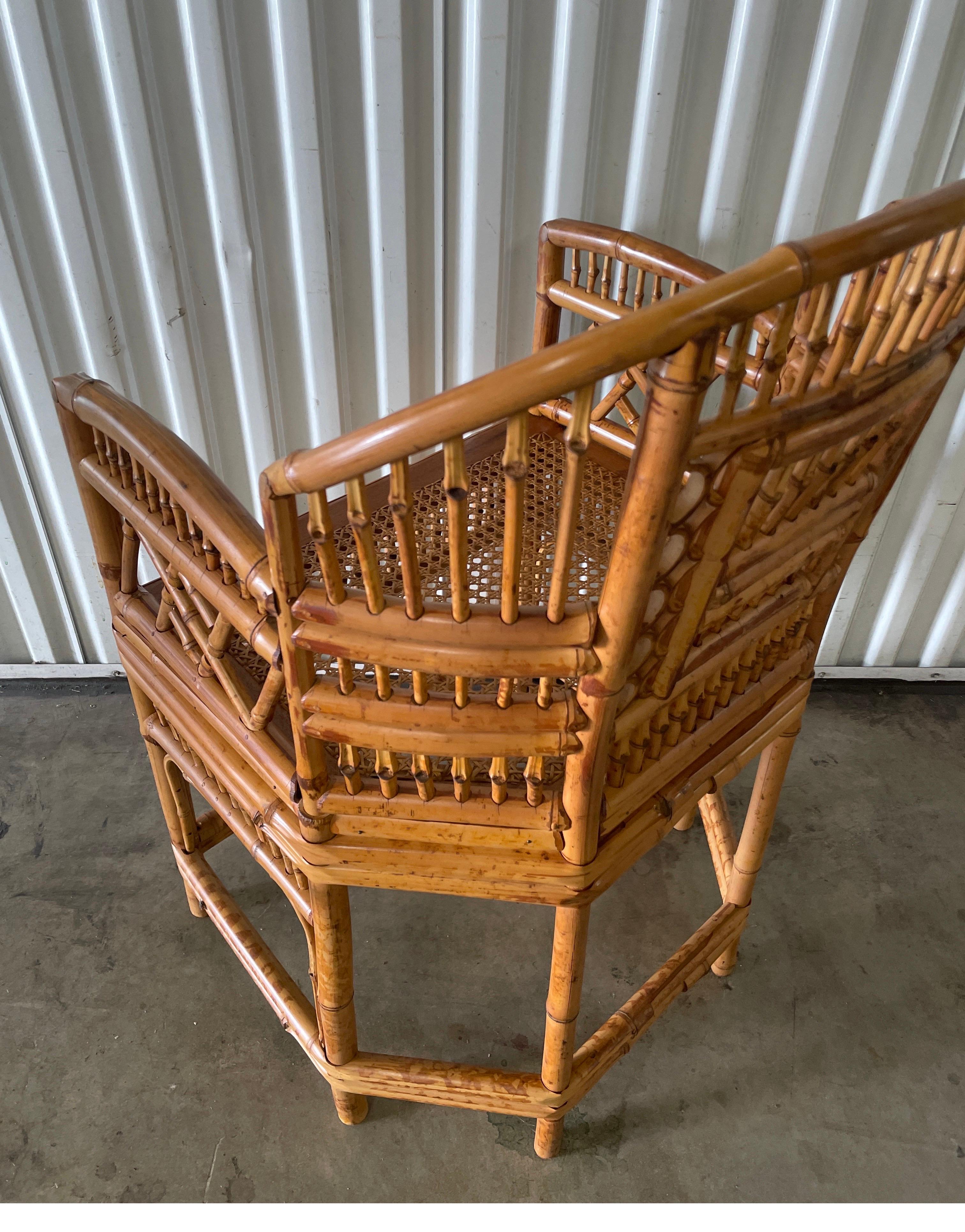 20th Century Vintage Burnt Bamboo & Rattan Brighton Chair