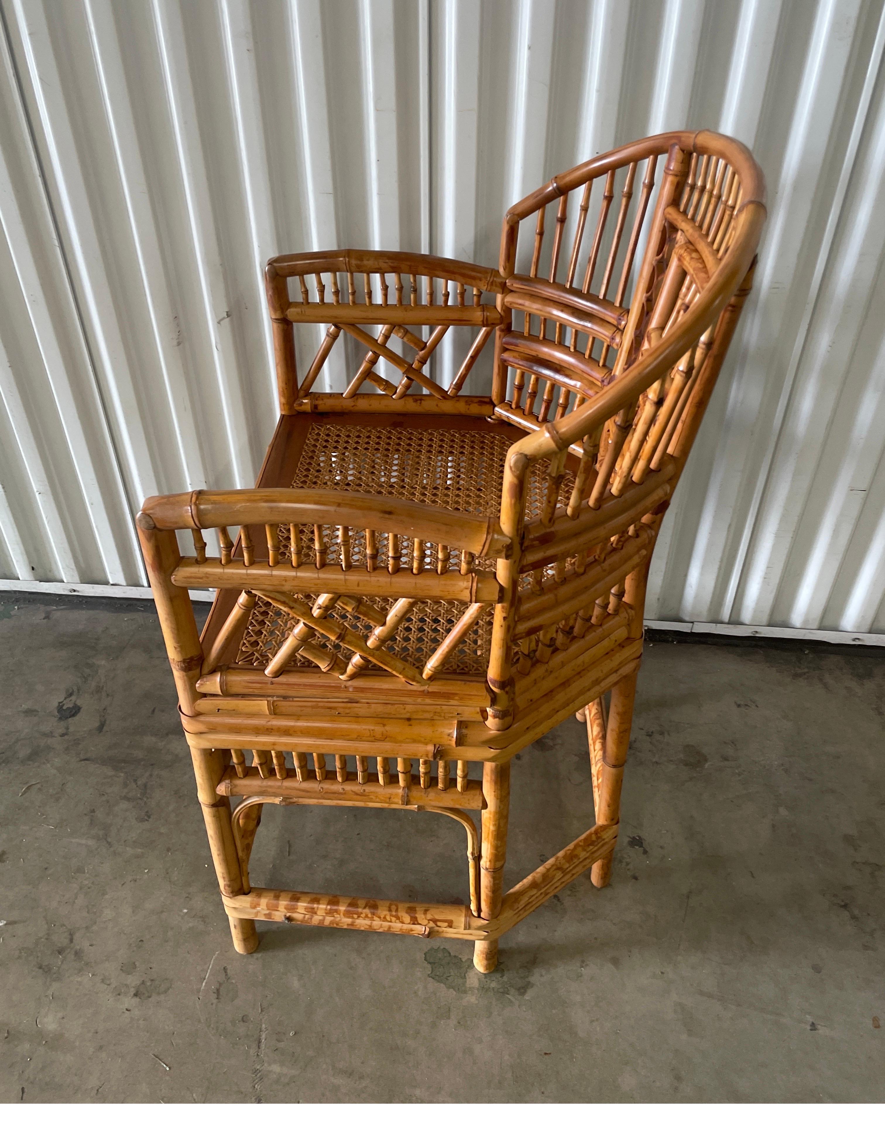 Vintage Burnt Bamboo & Rattan Brighton Chair 1